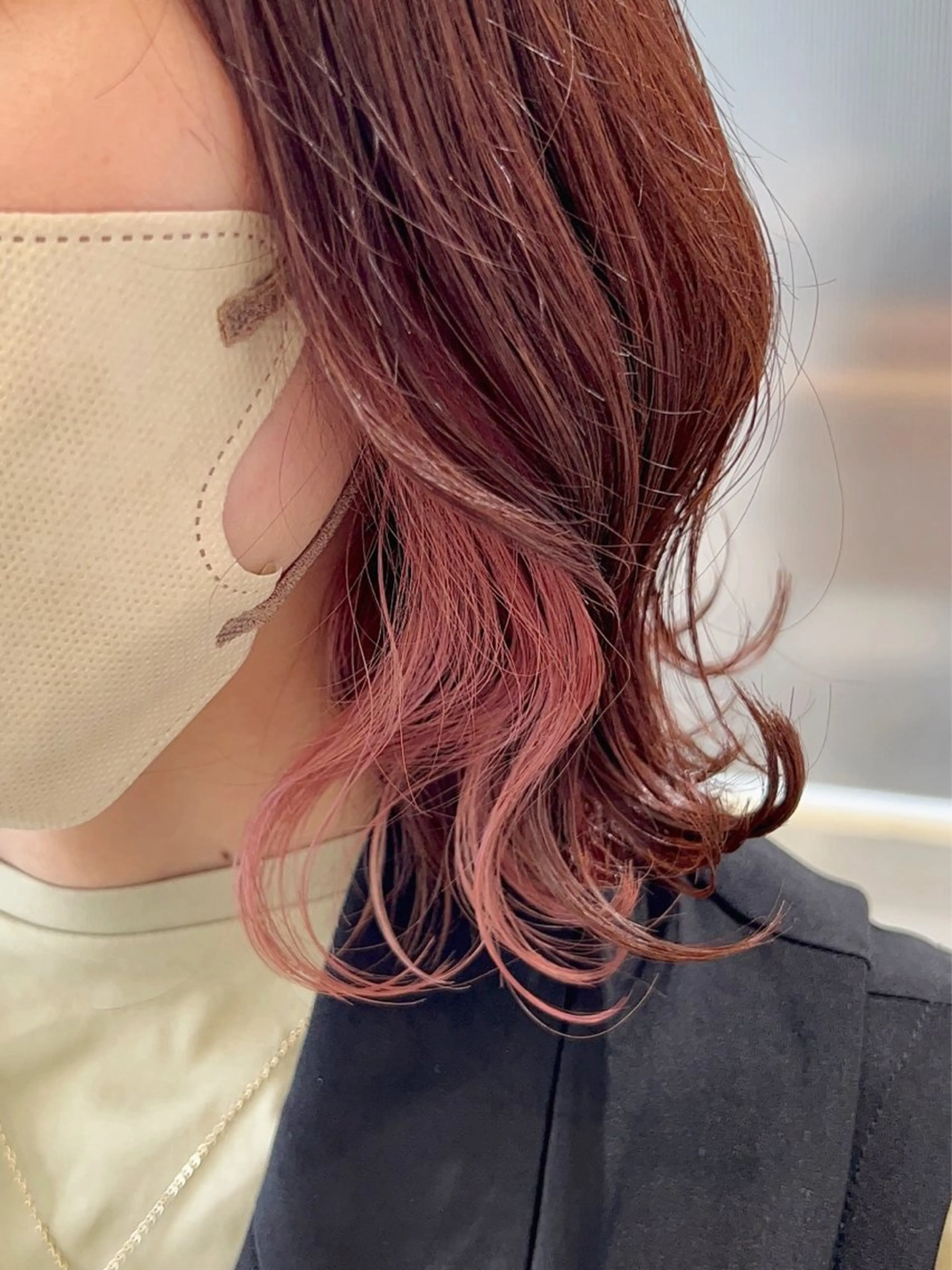 ミディアム カラー ピンクカラー 縮毛矯正×艶カラー /中村勇太のヘアスタイル