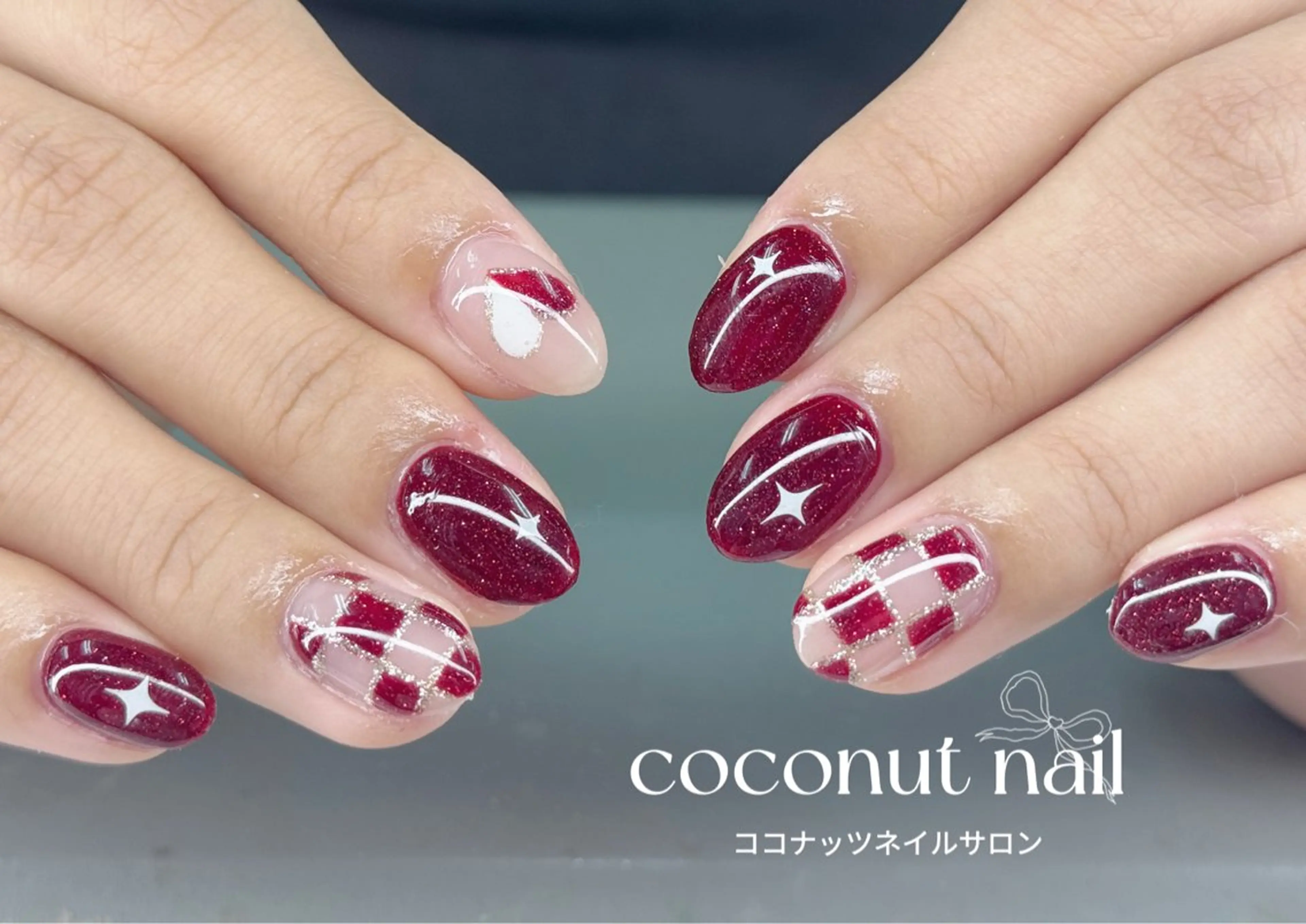 ネイル べっ甲ネイル フレンチネイル キラキラネイル マグネットネイル 大理石ネイル(マーブル) ハンドネイル 神田 ココナッツのネイルデザイン