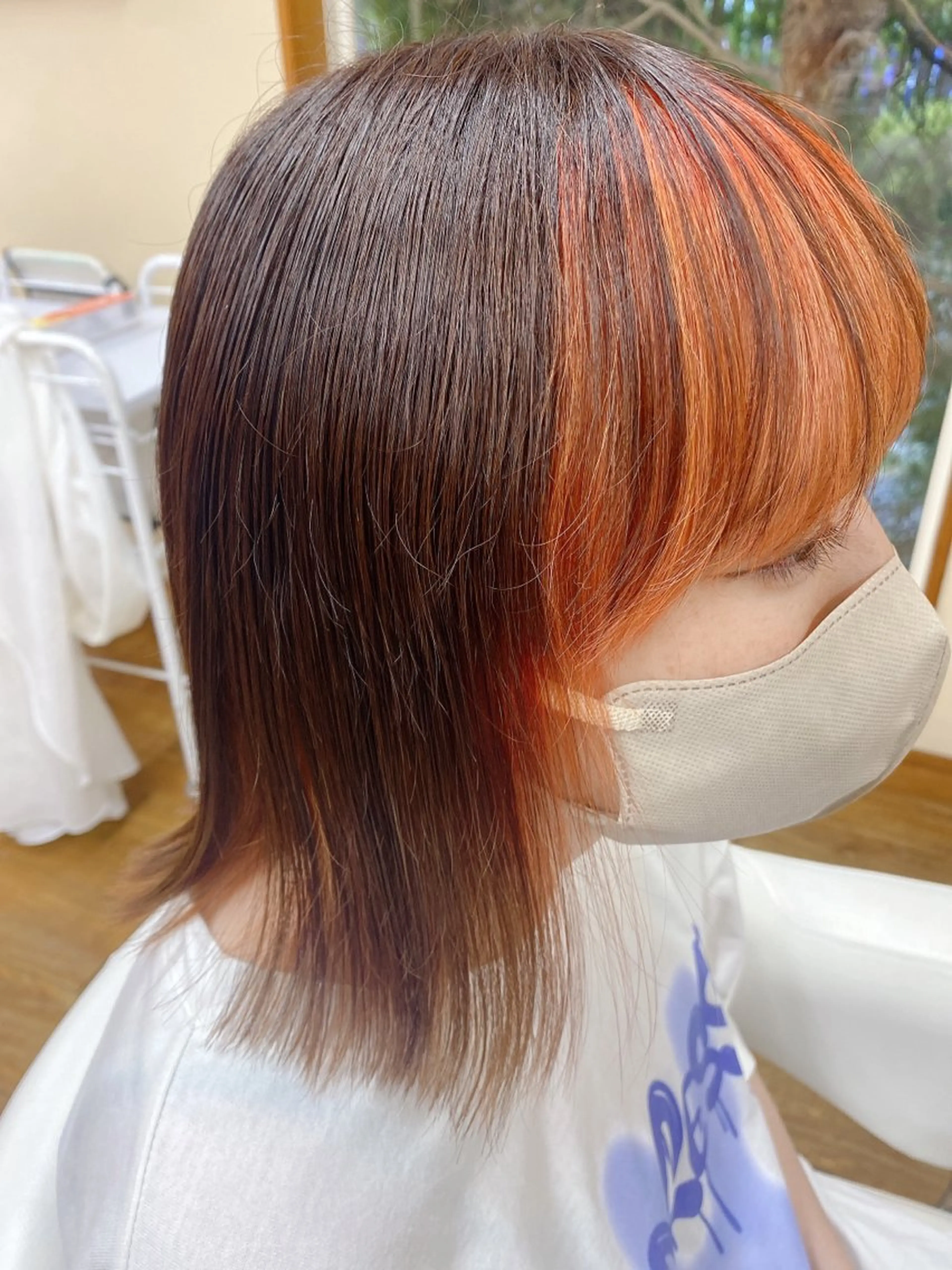 ミディアム カラー オレンジ sagedoue MIZUKI✂️のヘアスタイル