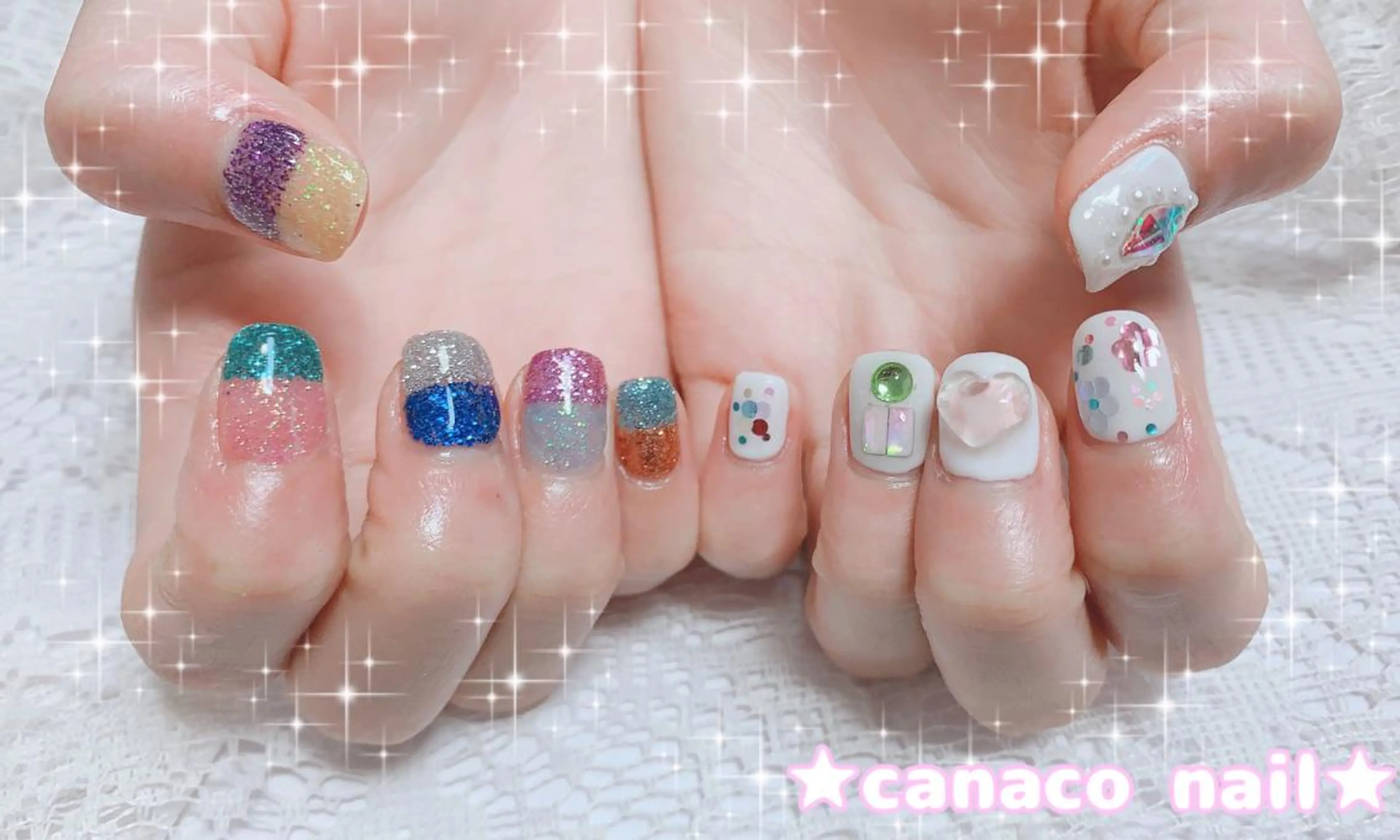 ネイル アートネイル ジェルネイル パラジェル ストーンネイル Felice所属・ベテランネイル cnc  nailのネイルデザイン
