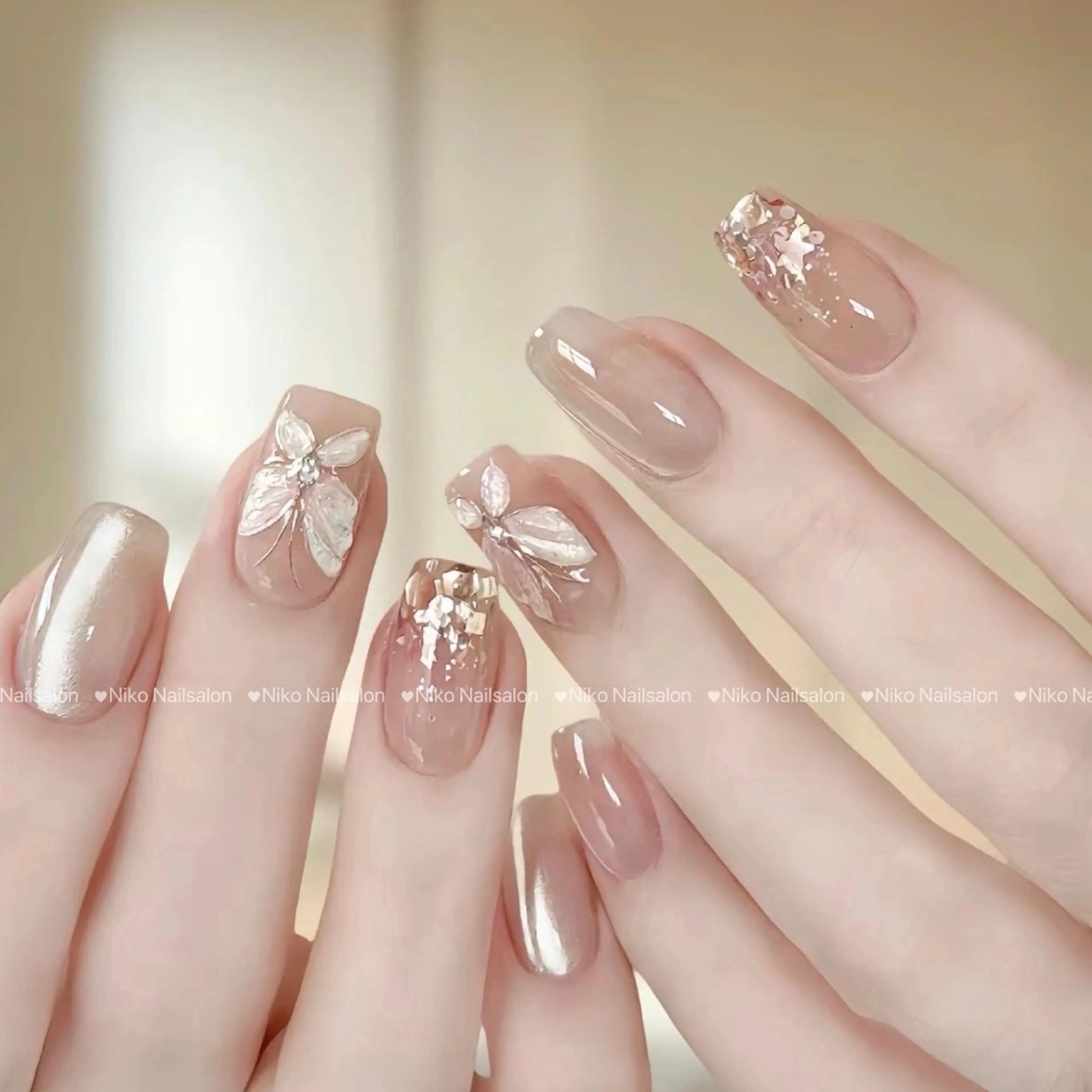 ネイル チークネイル 長さ出し フットネイル フレンチネイル ジェルネイル ハンドネイル Niko Nail salon 銀座本店のネイルデザイン