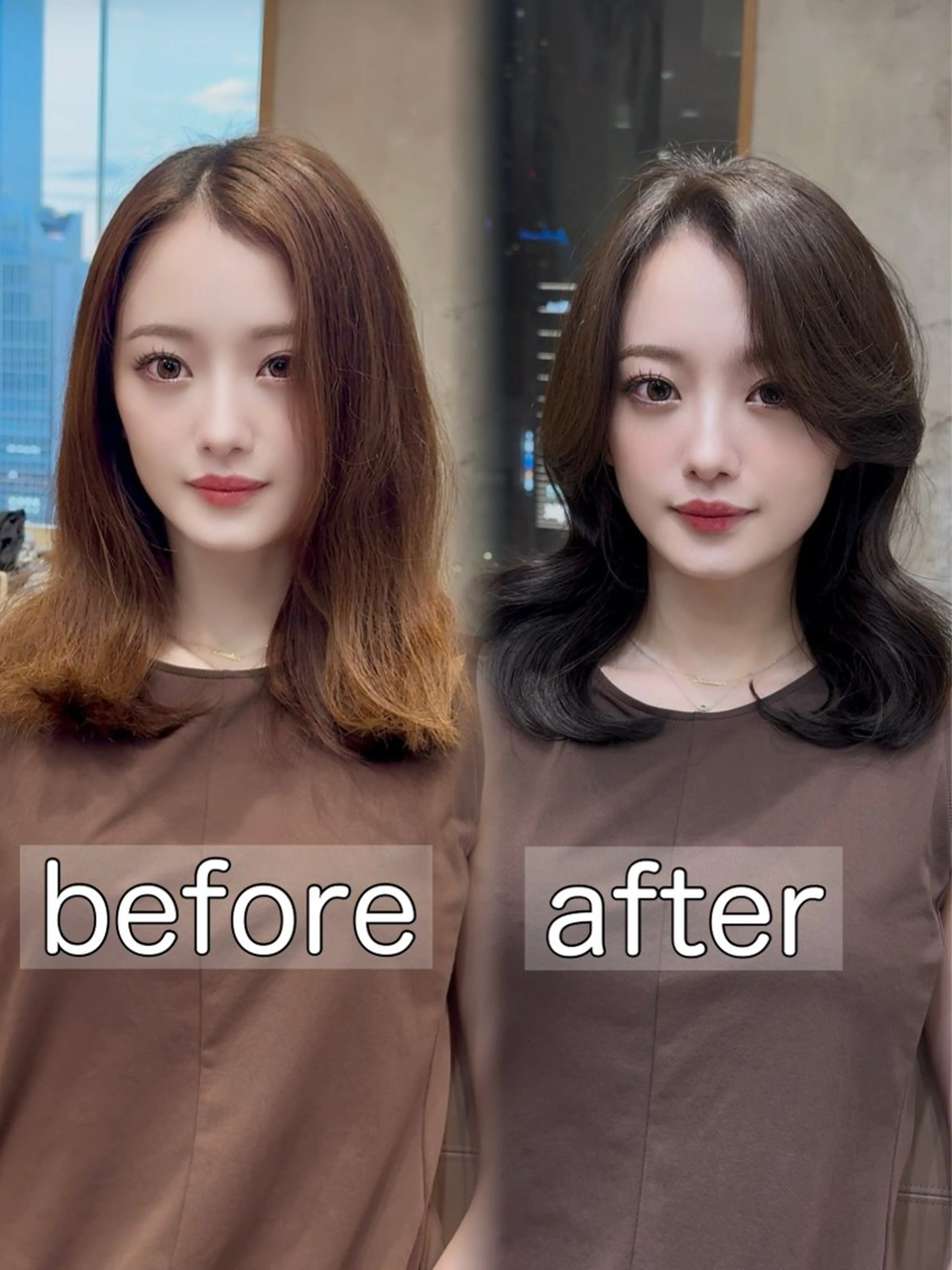 セミロング カット ヘアカラー トリートメント 新宿/レイヤー 顔周りカット溝手優太のヘアスタイル