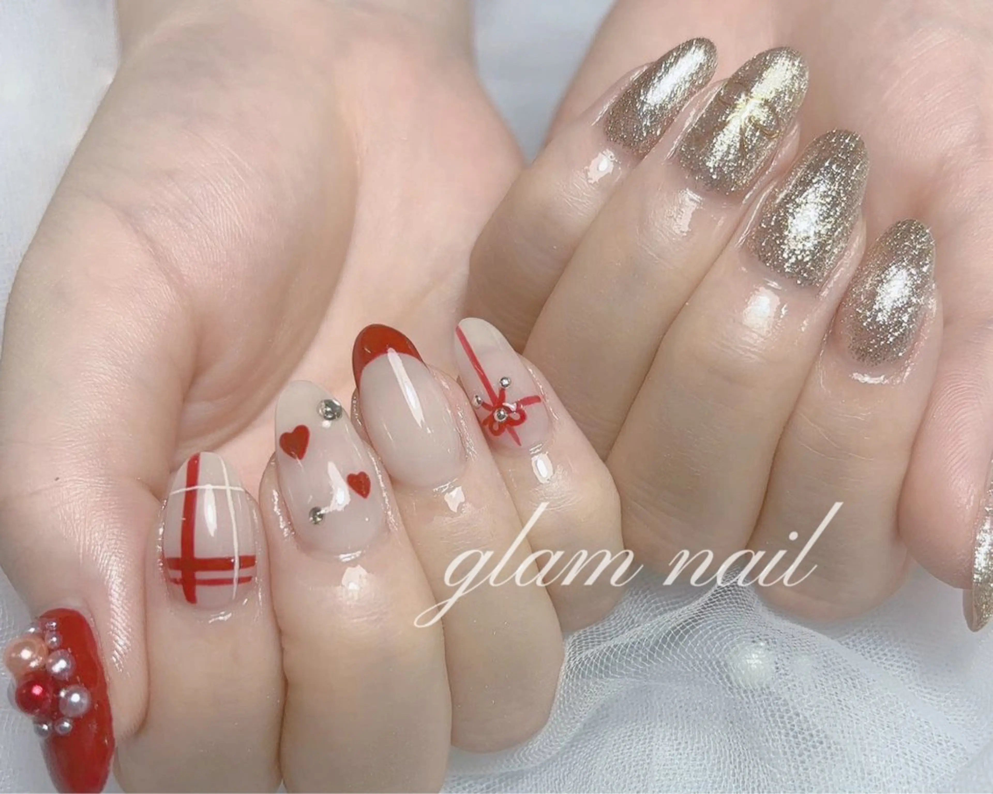 ネイル ハンドネイル エツメ💅 長さだし🎀デザインのネイルデザイン