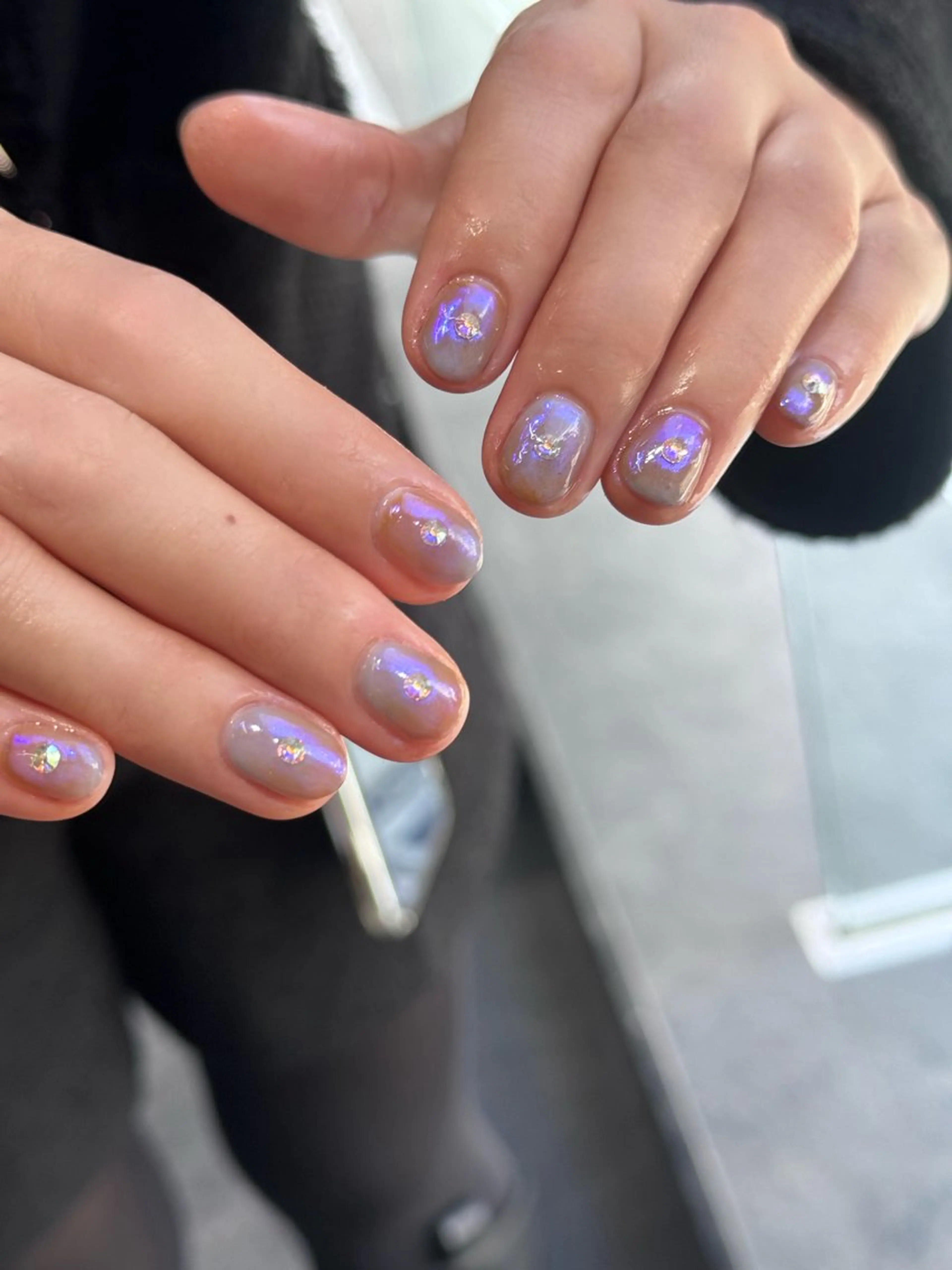 ネイル フレンチネイル マグネットネイル ニュアンスネイル ワンカラーネイル ハンドネイル GRANDE大須 Cecil💜のネイルデザイン