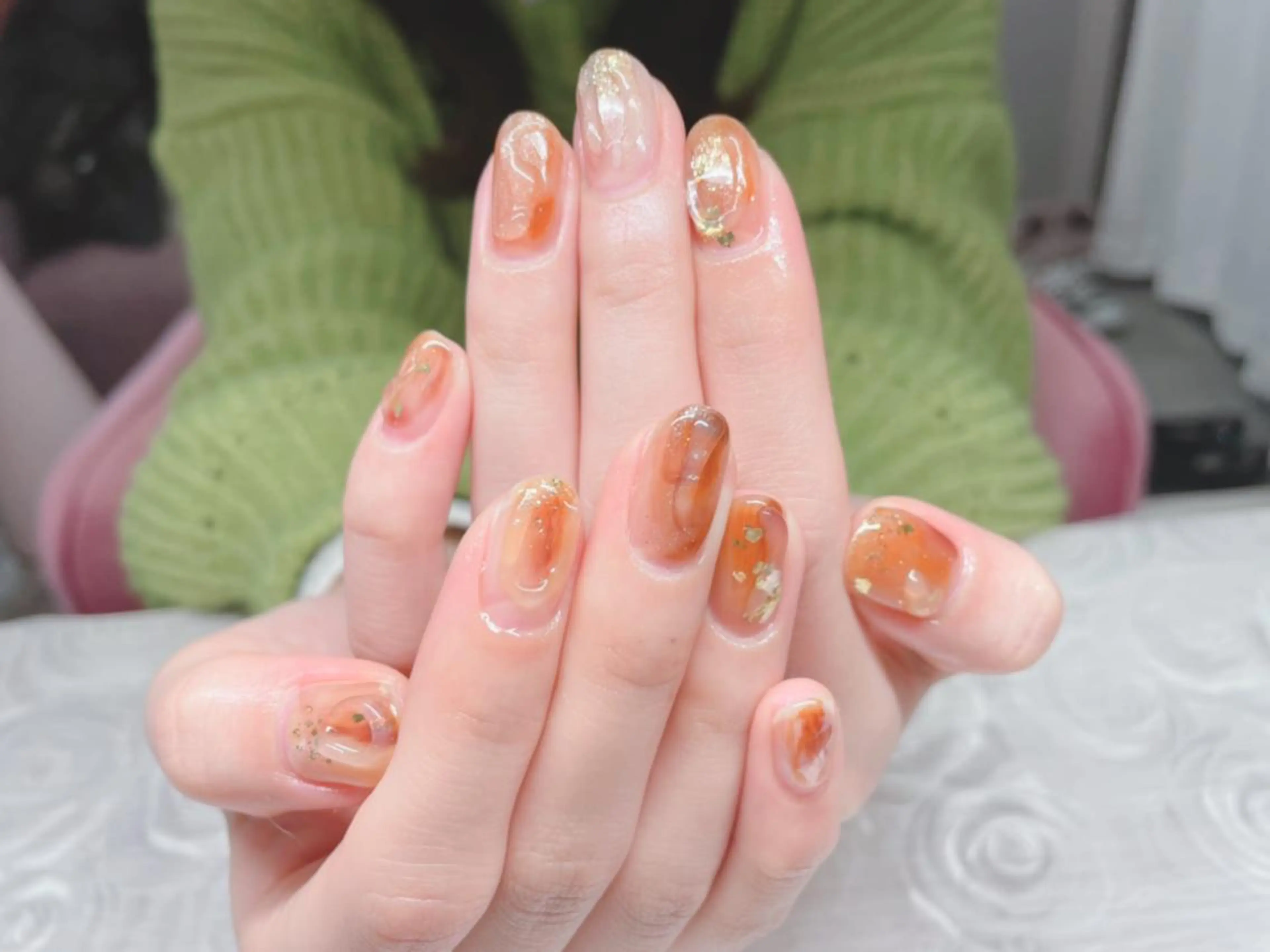 カラー ネイル オレンジ ニュアンスネイル オレンジ 芦辺 香奈のネイルデザイン