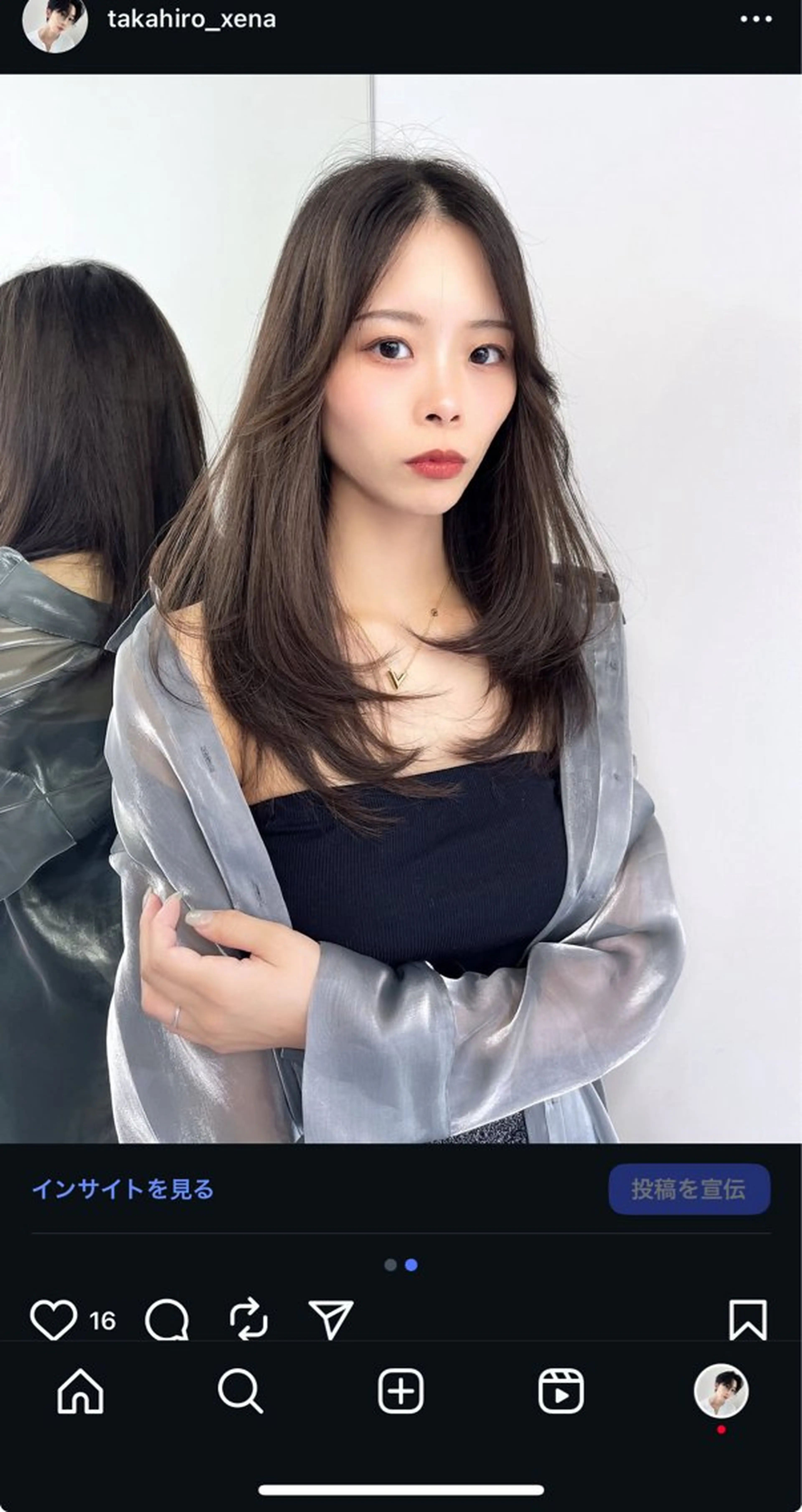 セミロング レイヤー/髪質改善 /透け感カラー/艶髪のヘアスタイル