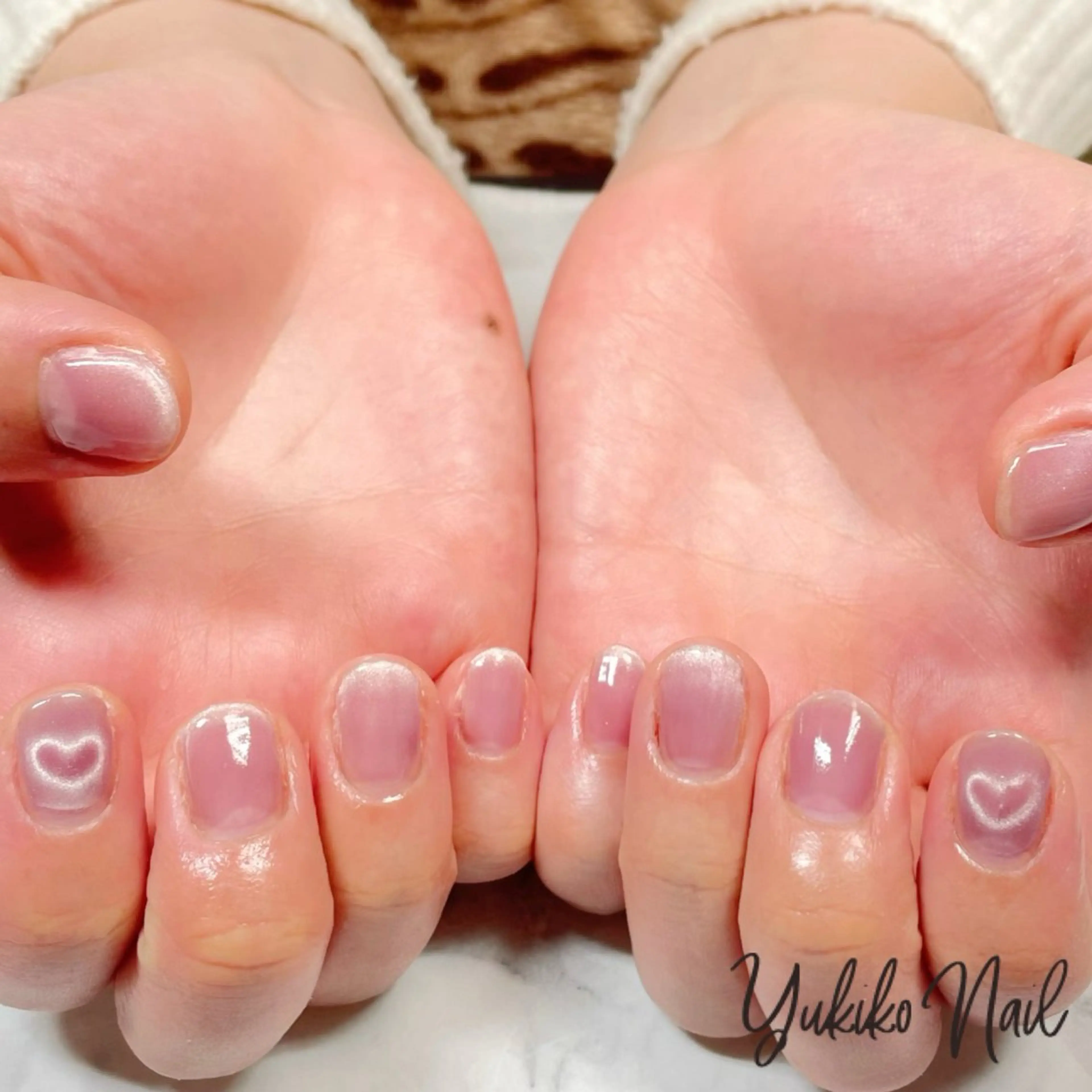 ネイル アートネイル フレンチネイル グラデーション ハート キラキラネイル ハンドネイル ユキコ ネイルのネイルデザイン
