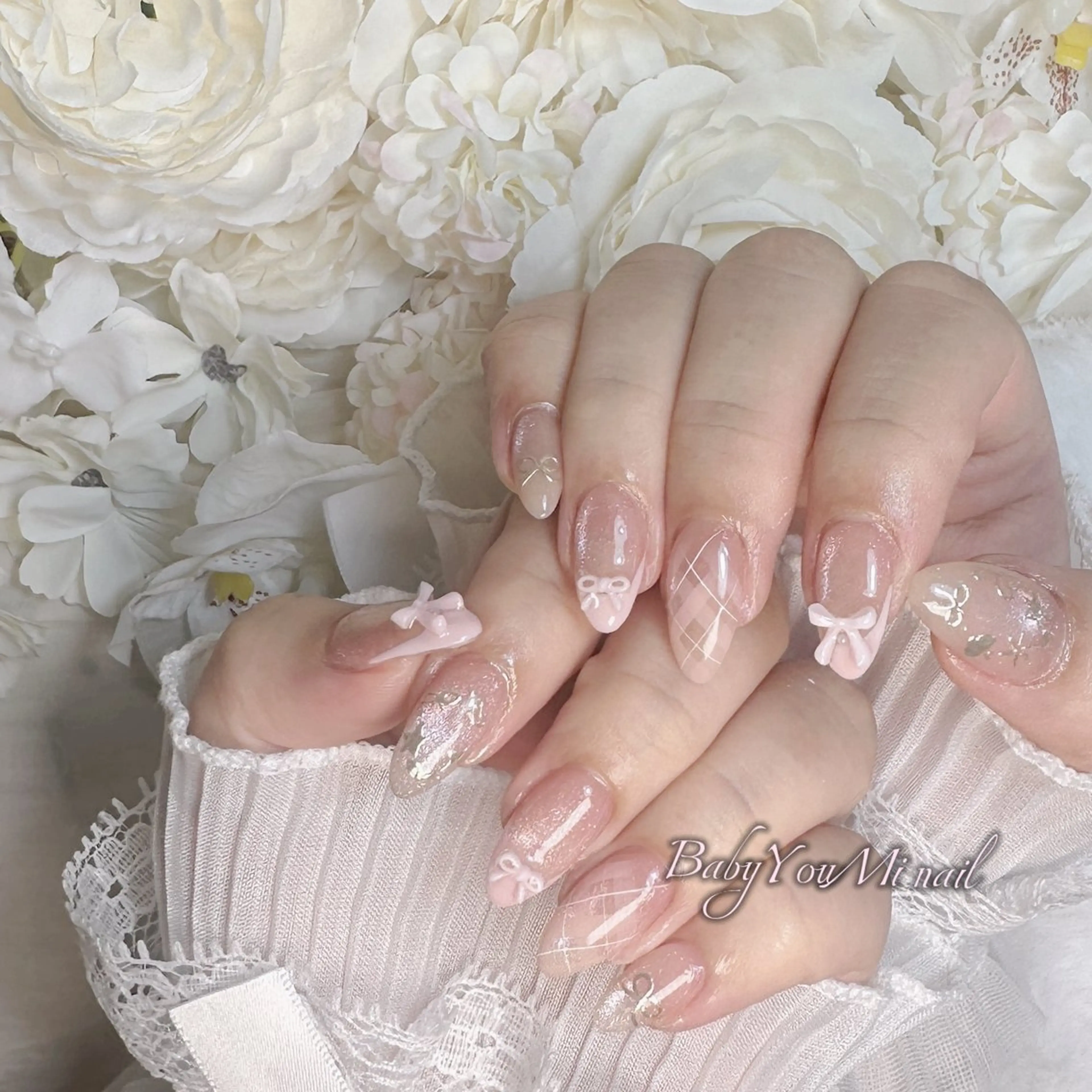 ネイル オーロラネイル 成人式 フットネイル フレンチネイル ジェルネイル ハンドネイル BabyYouMi nailのネイルデザイン