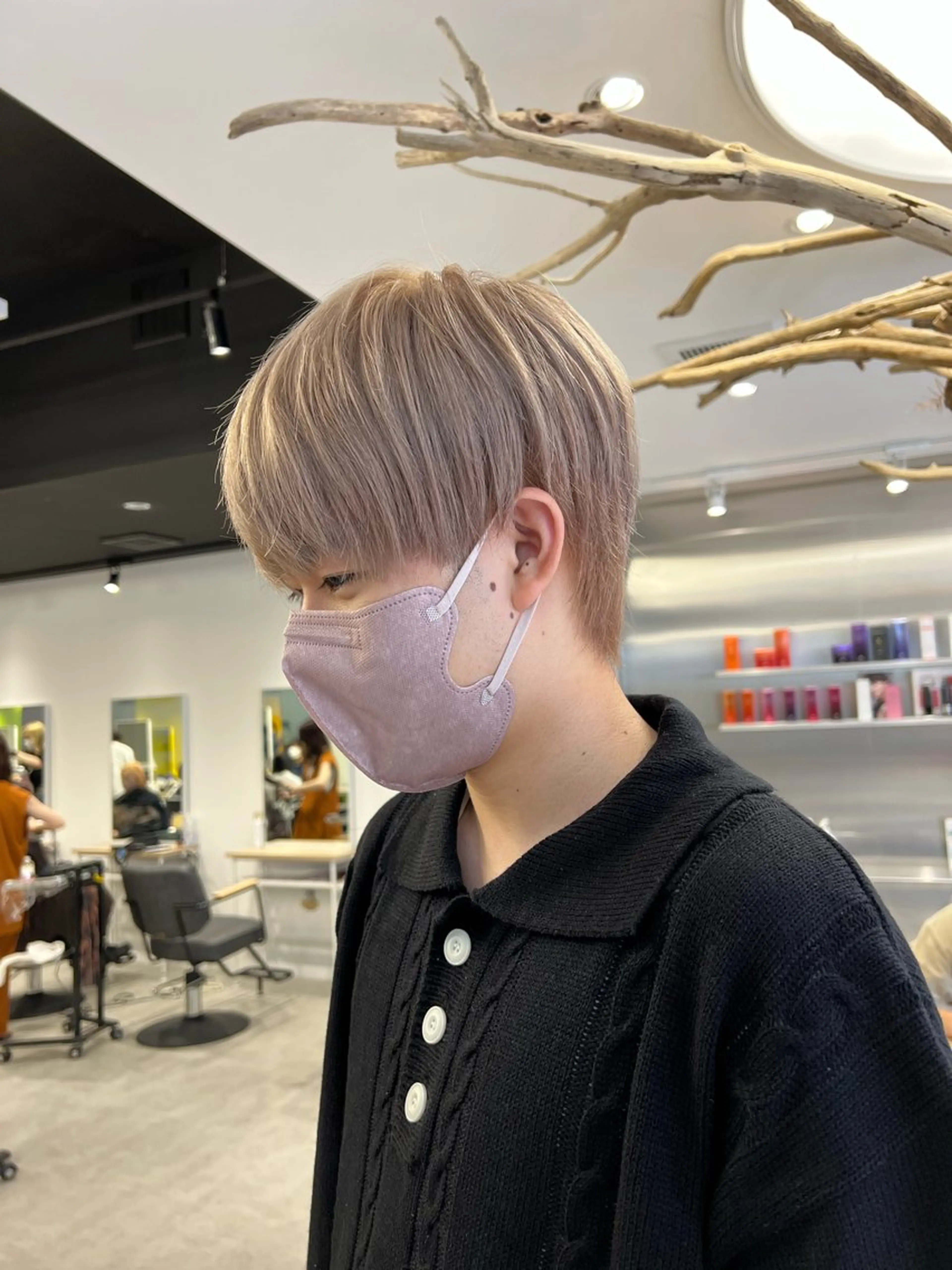 ショート カラー メンズ ベージュカラー ピンクカラー ピンクベージュ 似合わせ SHOYAのヘアスタイル