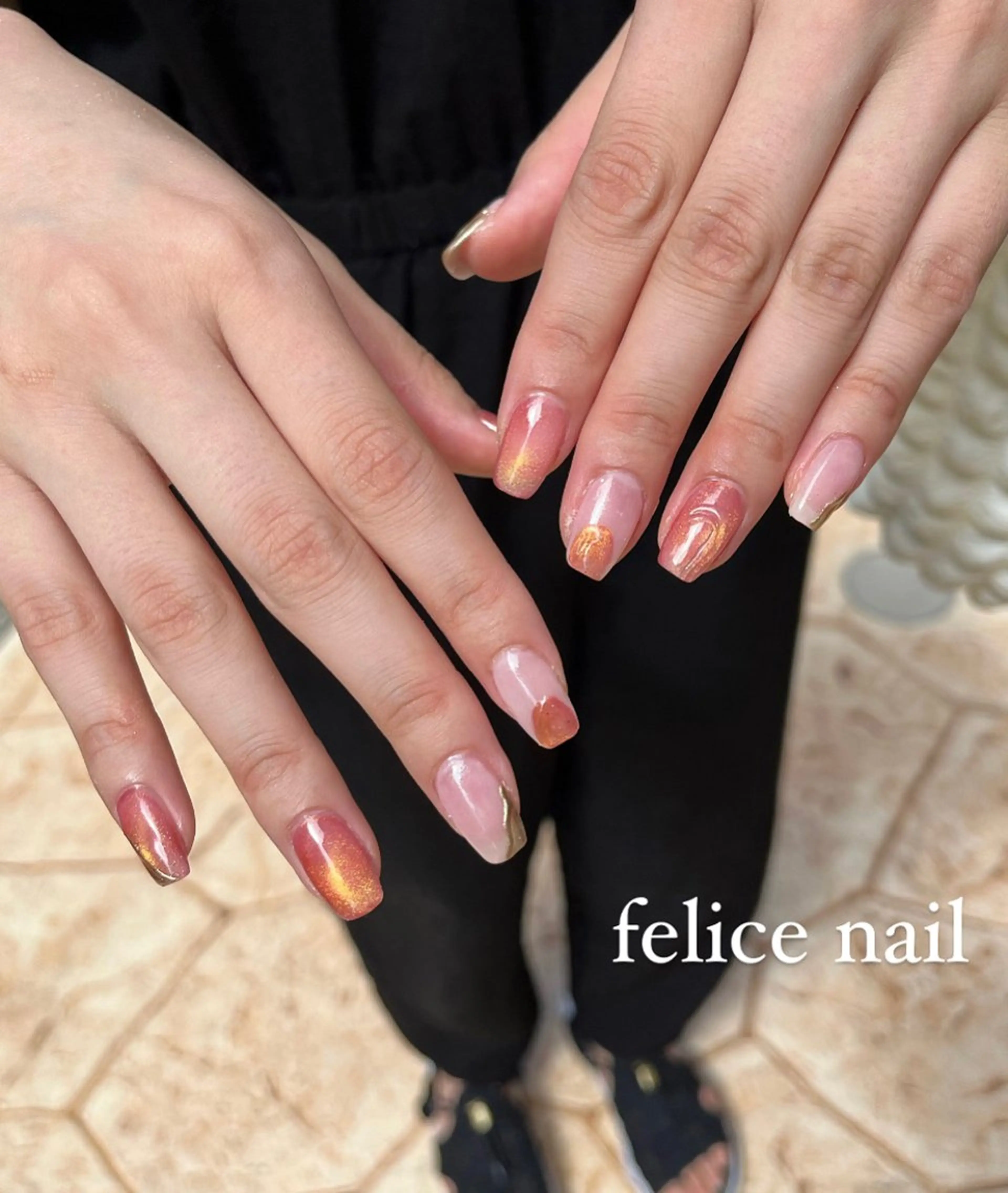 ネイル ジェルネイル マグネットネイル ニュアンスネイル パラジェル felice nailのネイルデザイン