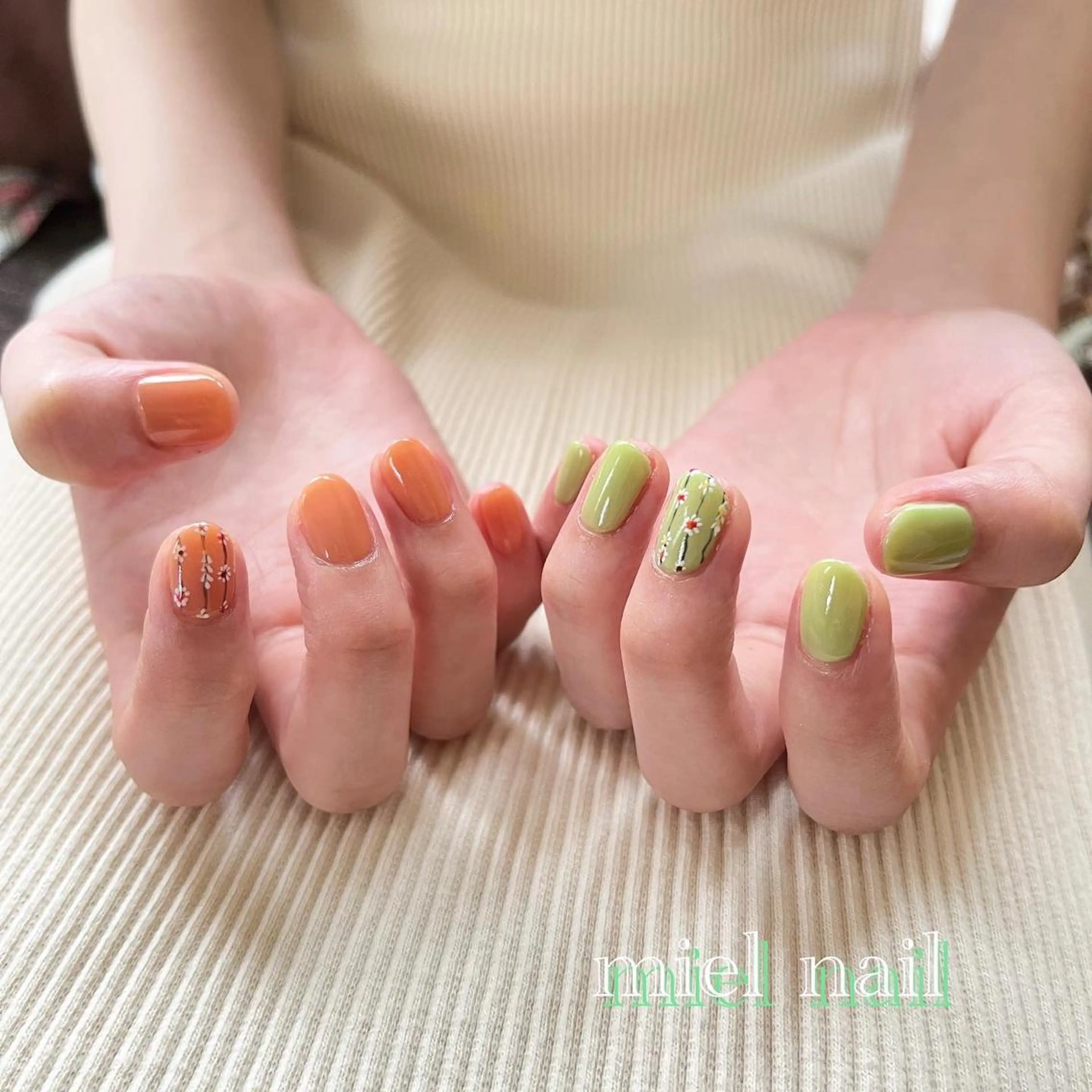 ネイル クリアネイル ピスタチオネイル miel nailのネイルデザイン