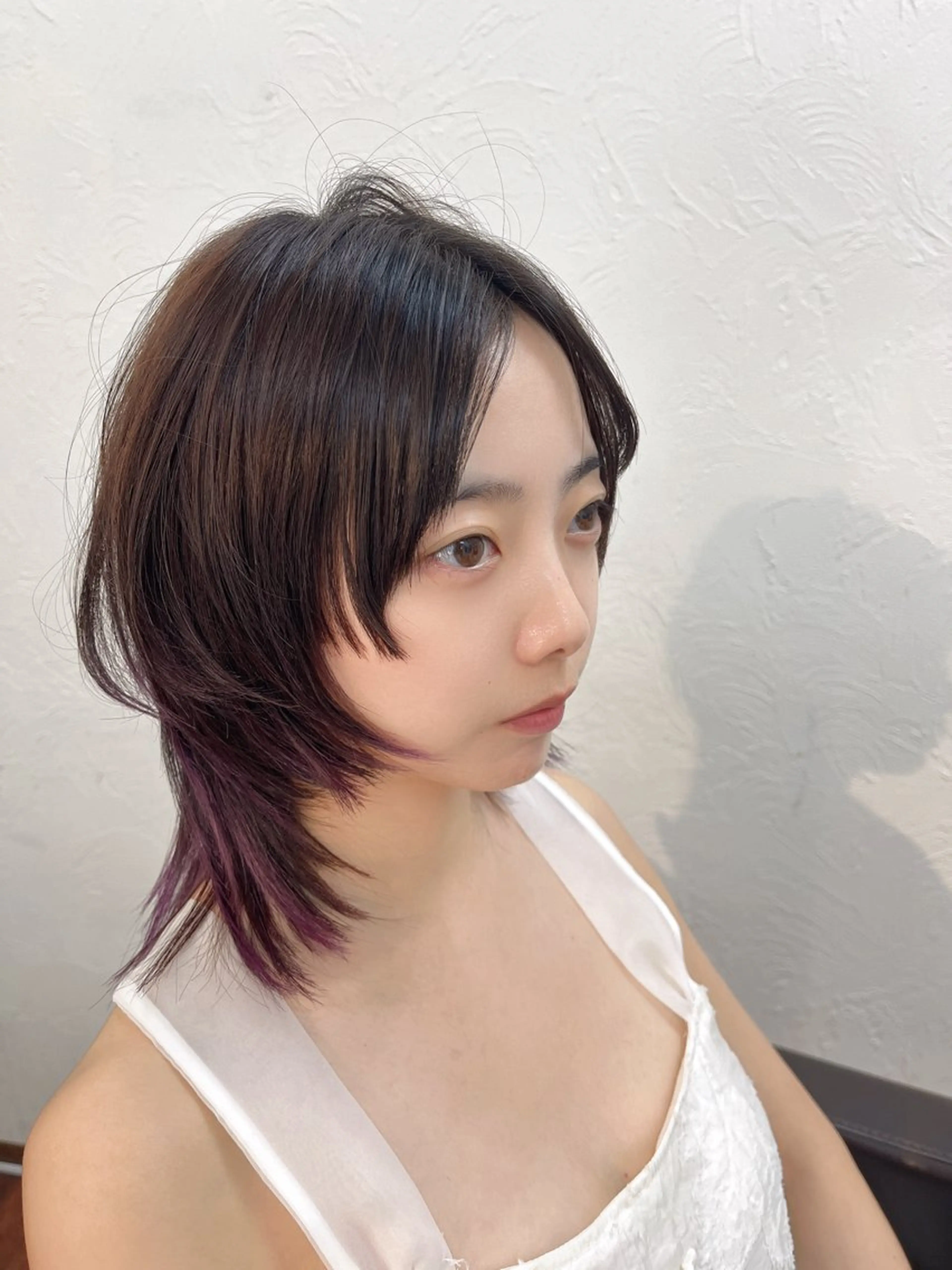 セミロング 顔周りカット カット 南里  梨奈のヘアスタイル