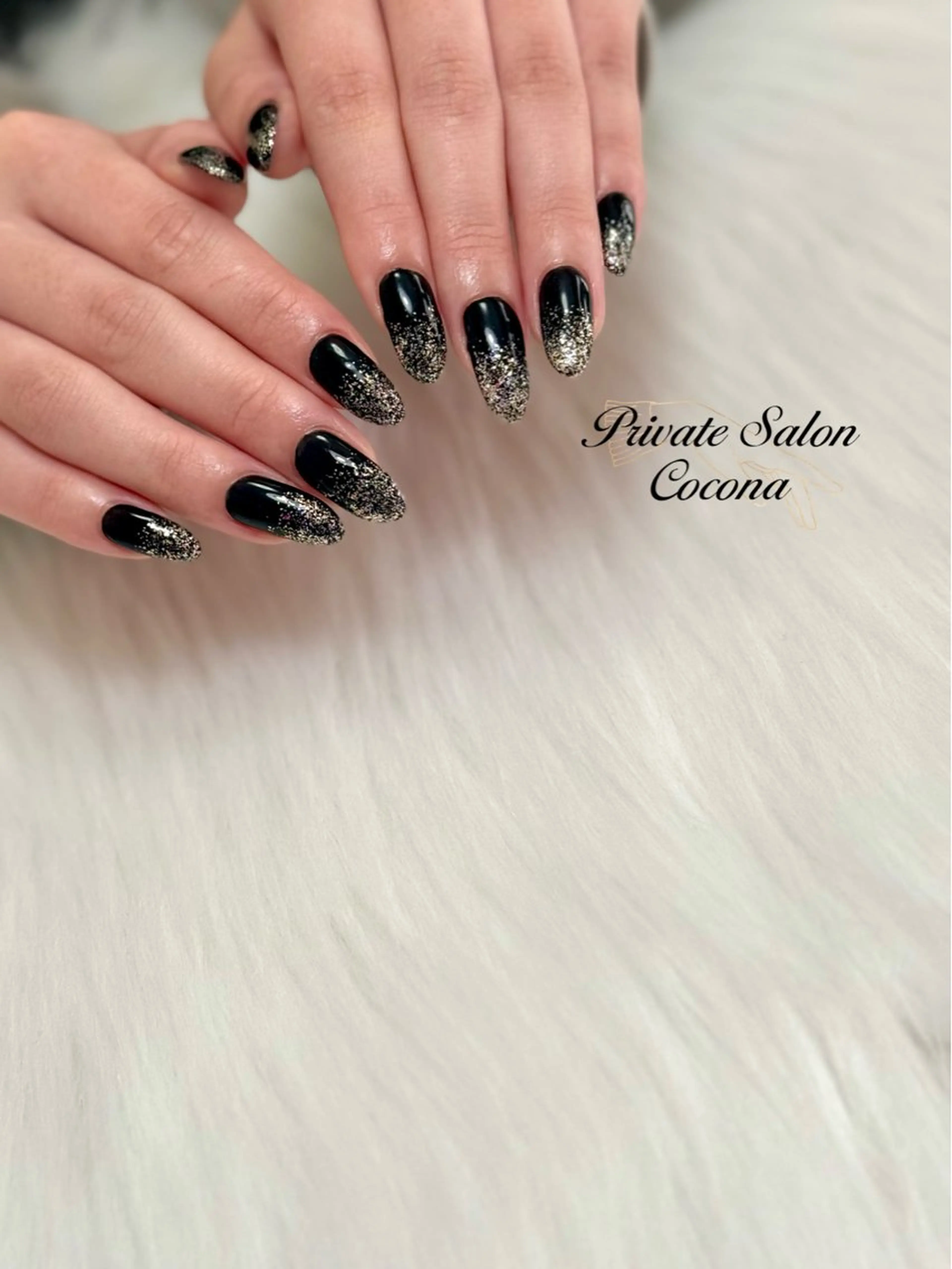 ネイル グラデーション ラメ(グリッター) ラメグラデーション ハンドネイル プライベートサロン nailcoconaのネイルデザイン