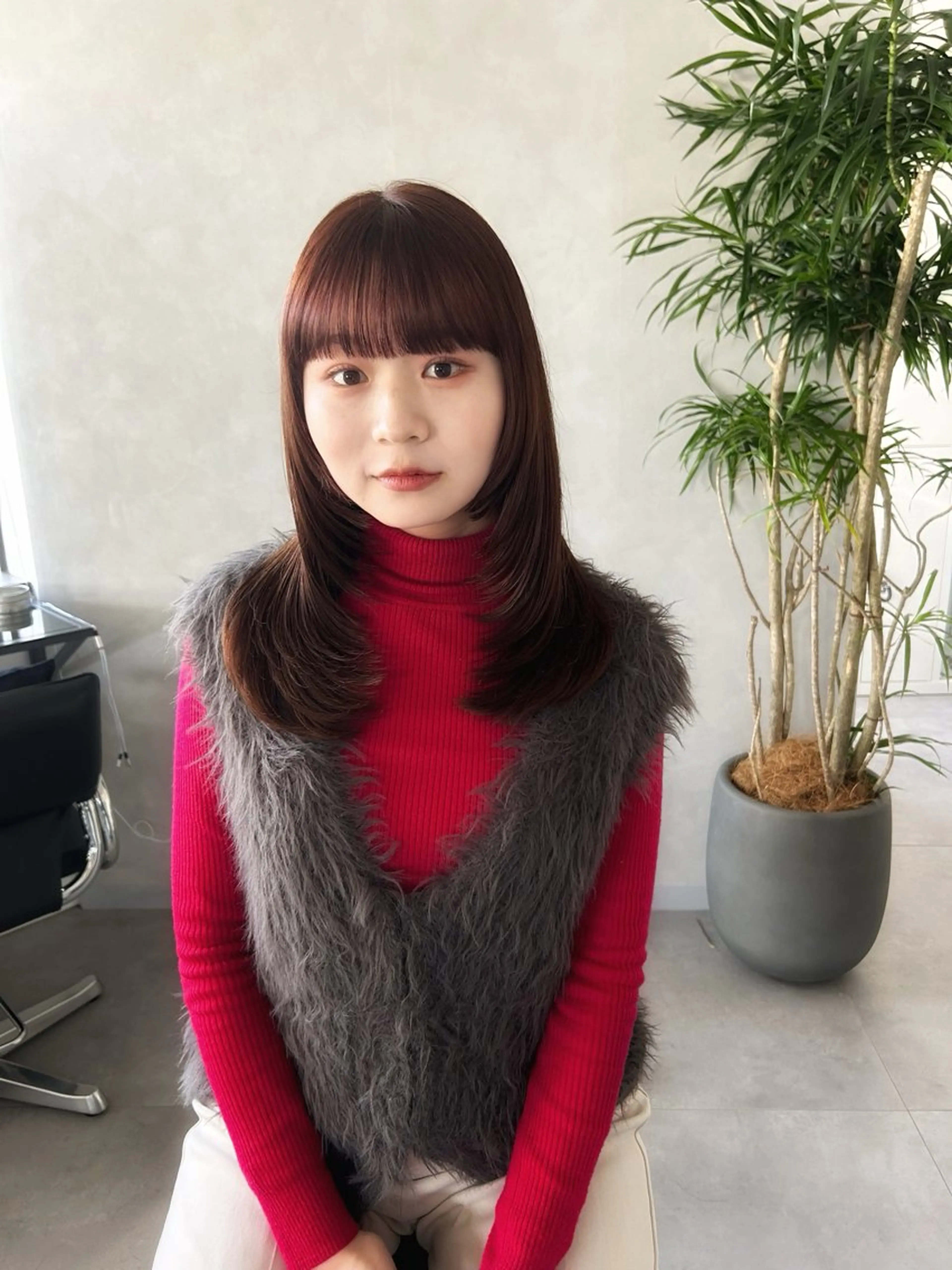 ミディアム カラー ブラウンカラー ピンクカラー ピンクブラウン レイヤーカット ❤️ショートカット ・顔周りカット❤️のヘアスタイル