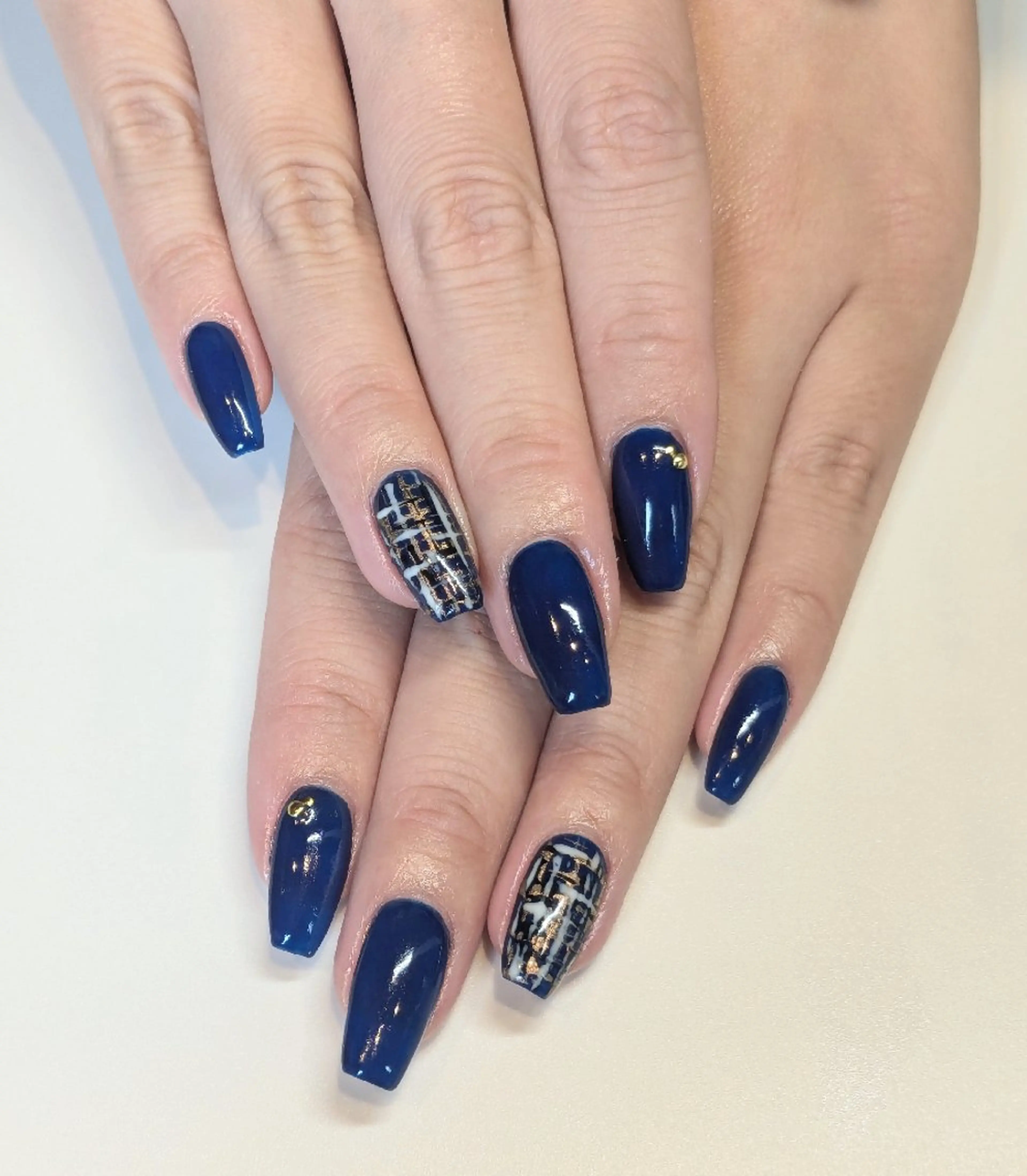 ネイル アートネイル ネイビー ワンカラーネイル ツイードネイル ネイルサロン ゆりかごのネイルデザイン