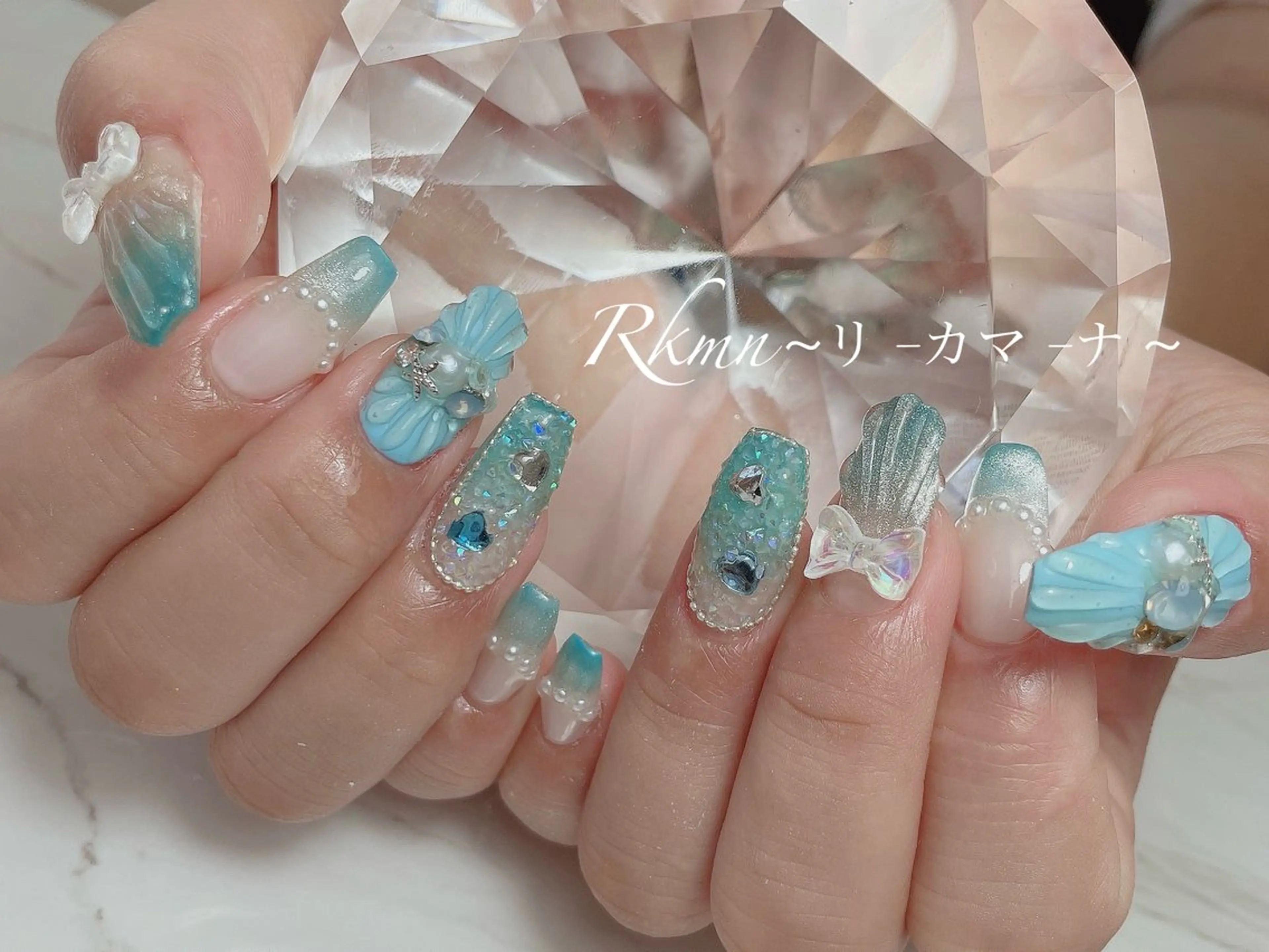 ネイル アートネイル フレンチネイル マグネットネイル ぷっくりネイル 春ネイル ハンドネイル フットネイル ハンドケア Rkmn ~リ-カマ-ナ~のネイルデザイン