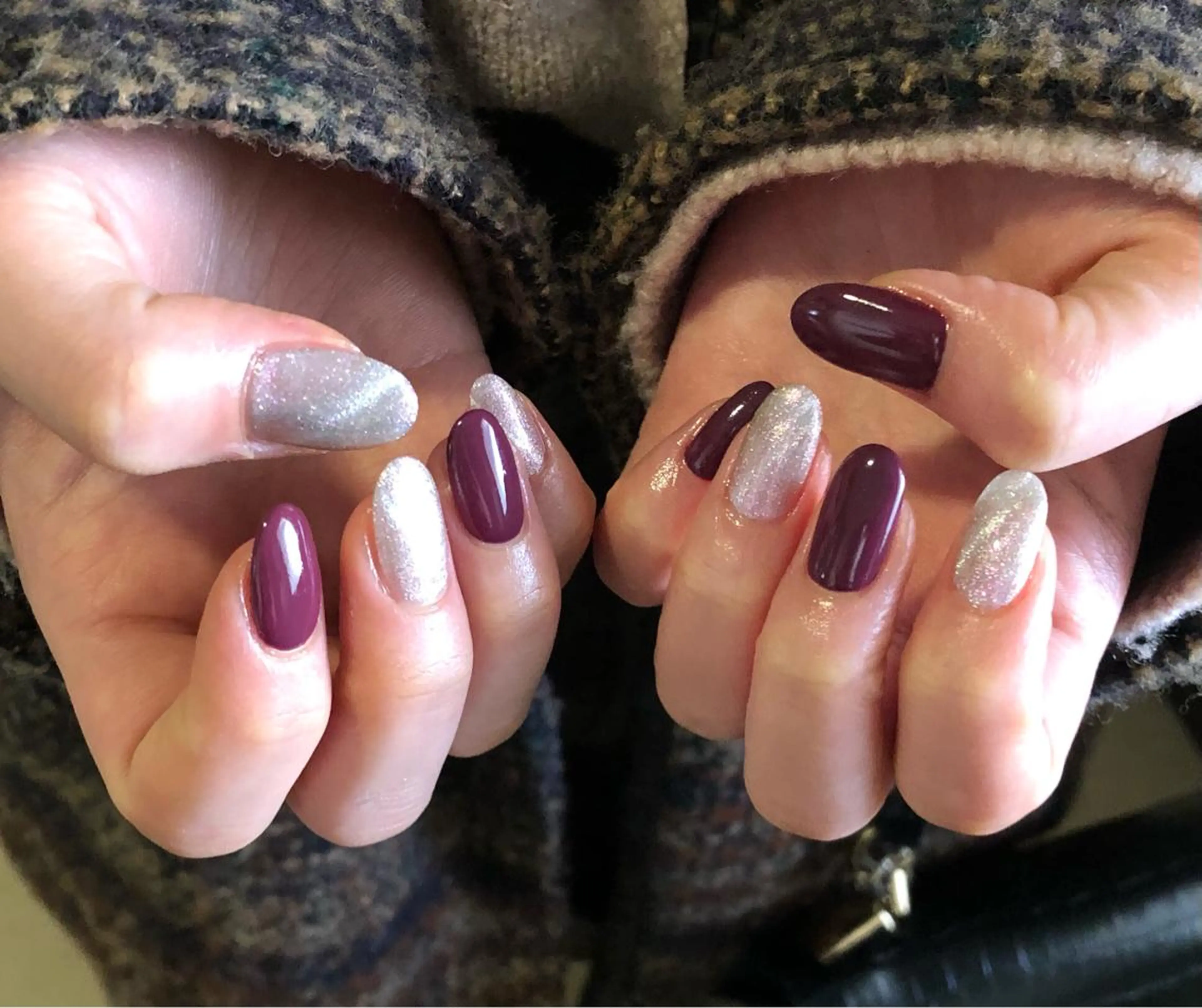 ネイル マグネットネイル ピンク ハンドネイル パラあり！フィルイン 美フォルムのネイルデザイン