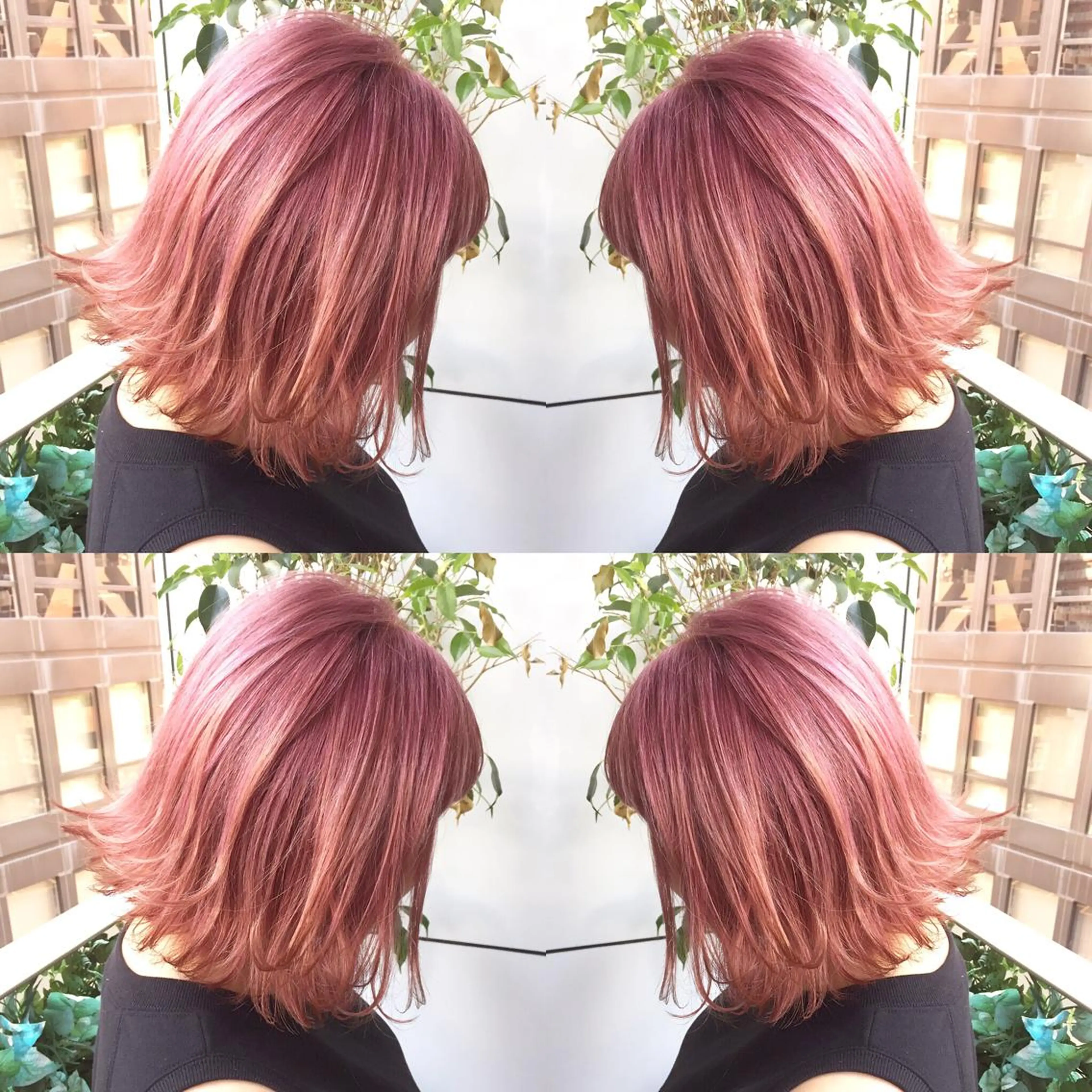 ミディアム カラー ベージュカラー ブリーチ 透明感カラー ピンクカラー ピンクベージュ 露木 啓介のヘアスタイル