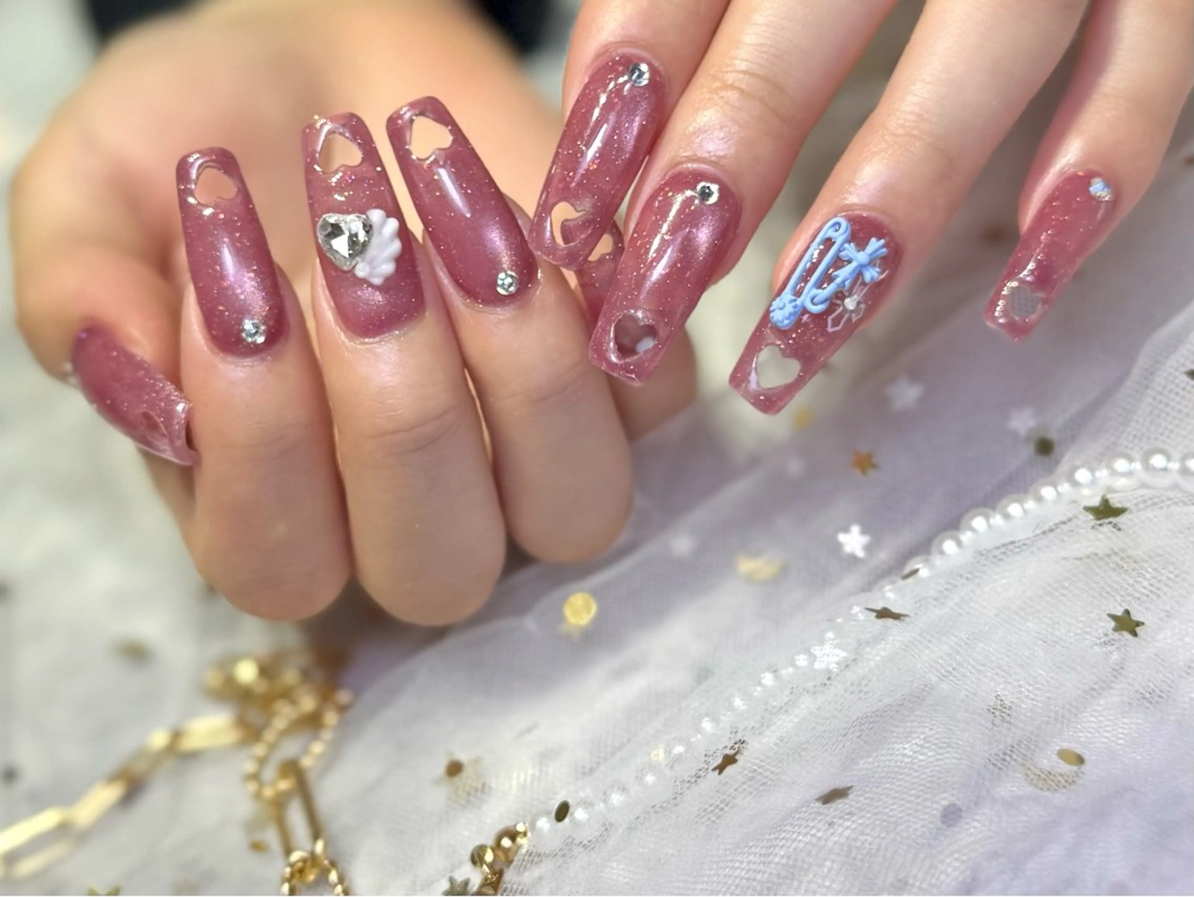 ネイル ハート スカルプネイル ハンドネイル Mnailsalon フィルイン対応サロンのネイルデザイン