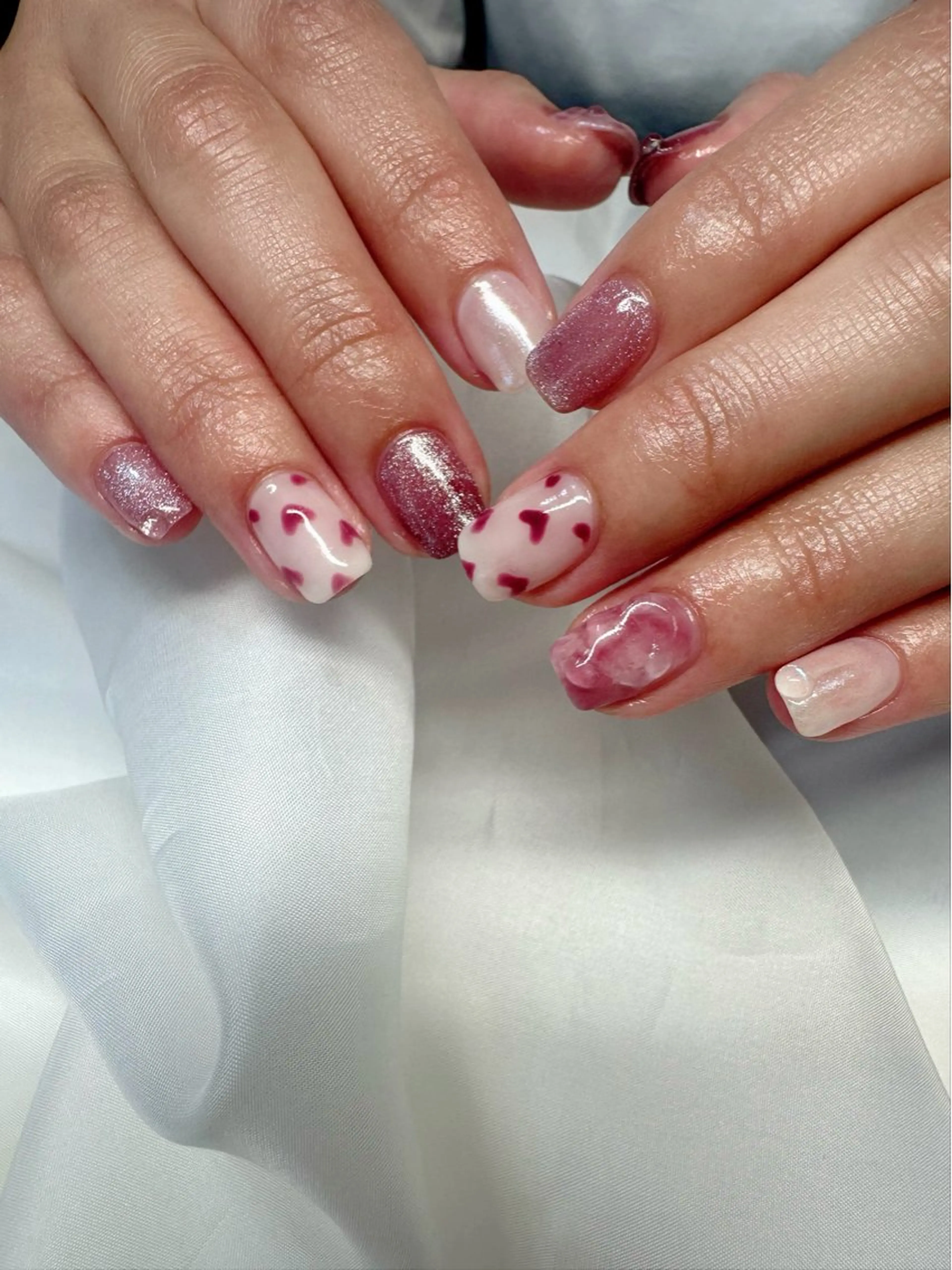 ネイル クリアネイル ハート 氷ネイル・うるうるネイル 韓国ネイル マグネットネイル 🪞KAPE NAIL 🪞のネイルデザイン