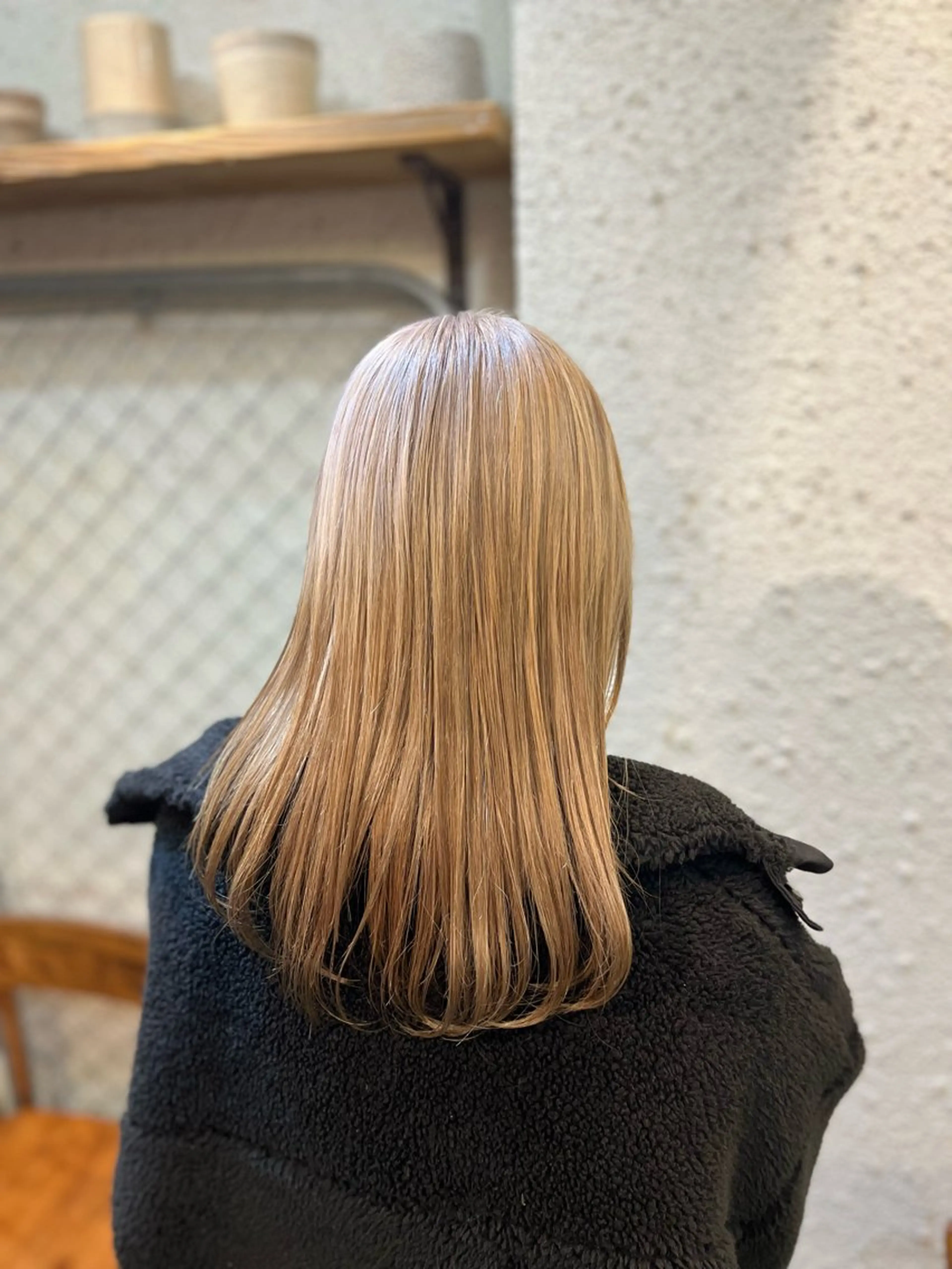 セミロング カラー ヘアアレンジ ベージュカラー ミルクティーベージュ 縮毛矯正 トリートメント ボブ×透明感カラー 特化・リクト💥のヘアスタイル