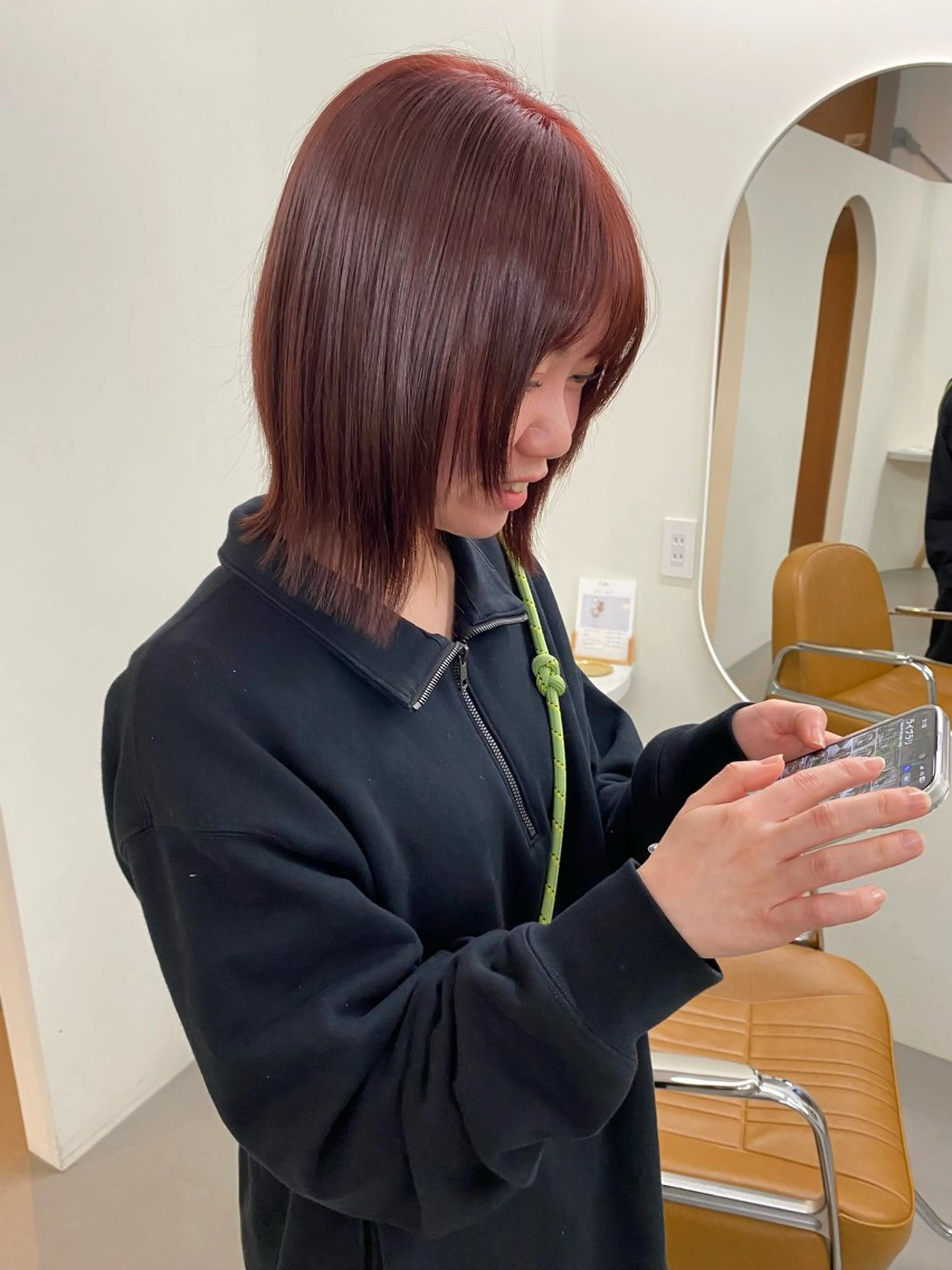 カラー レッドカラー 檜 果歩のヘアスタイル