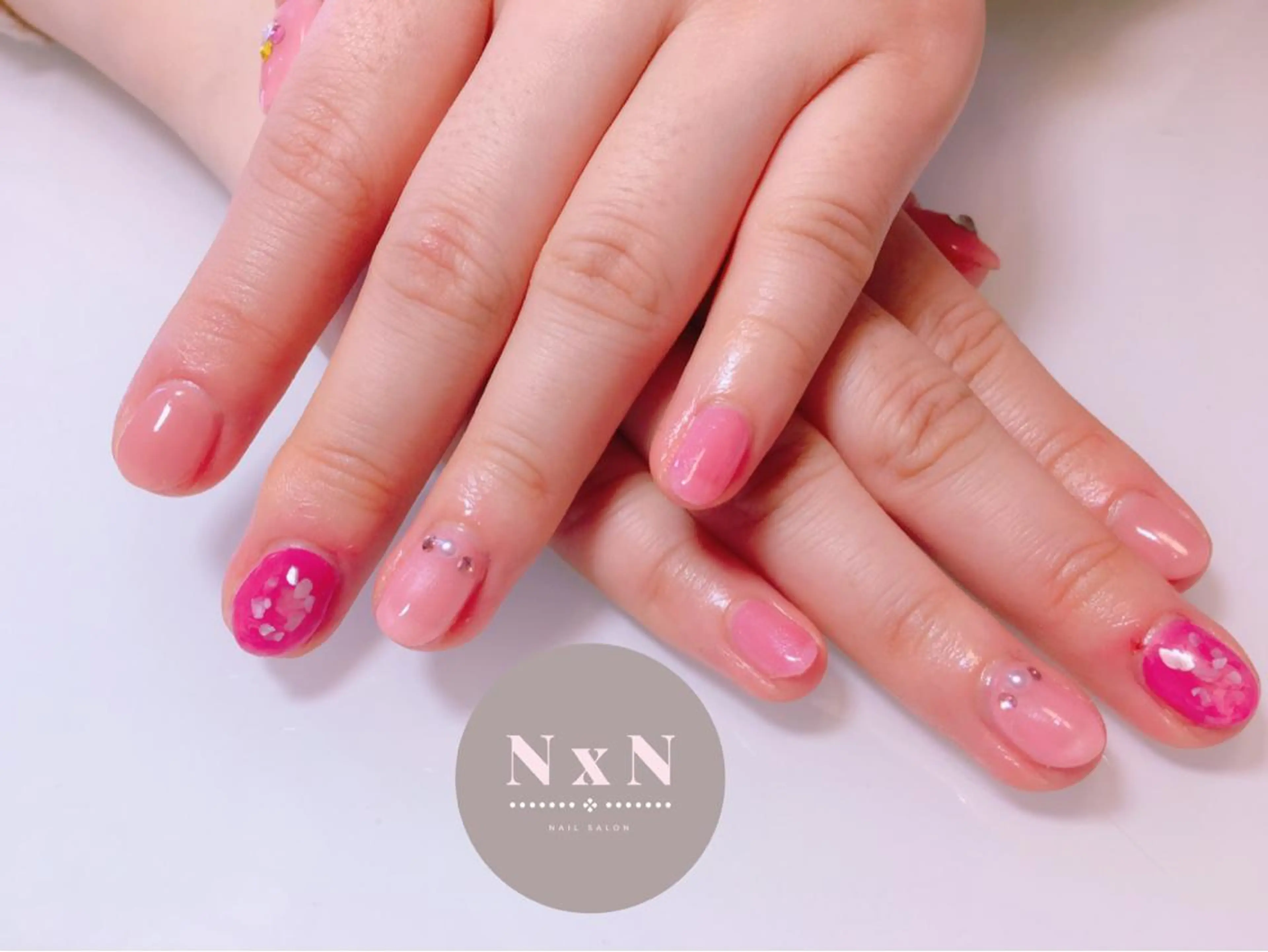 ネイル ピンク ハンドネイル nail salon N×Nのネイルデザイン