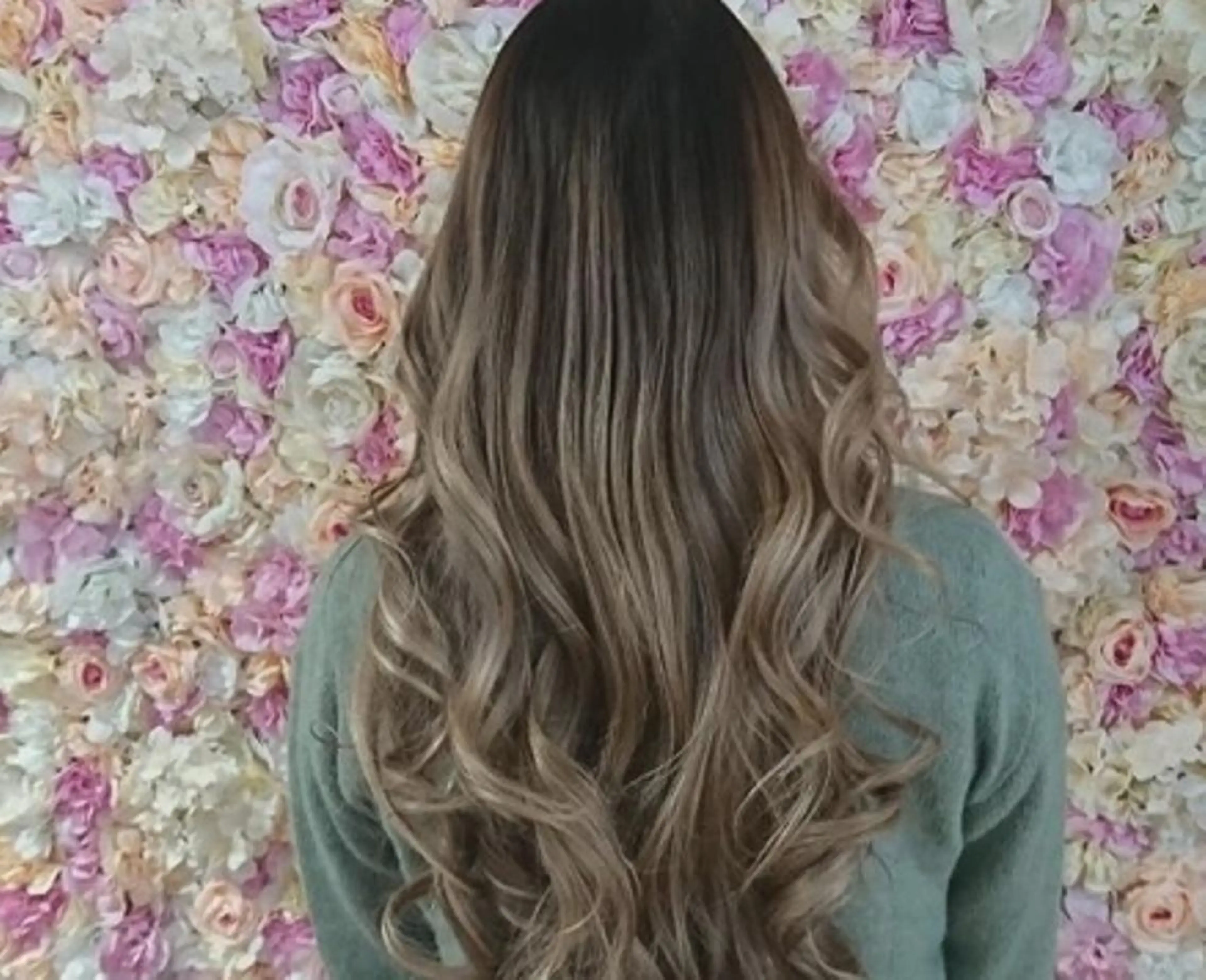 セミロング カラー パーマ チビ編み込みエクステ シールEXどぅ〜すのヘアスタイル