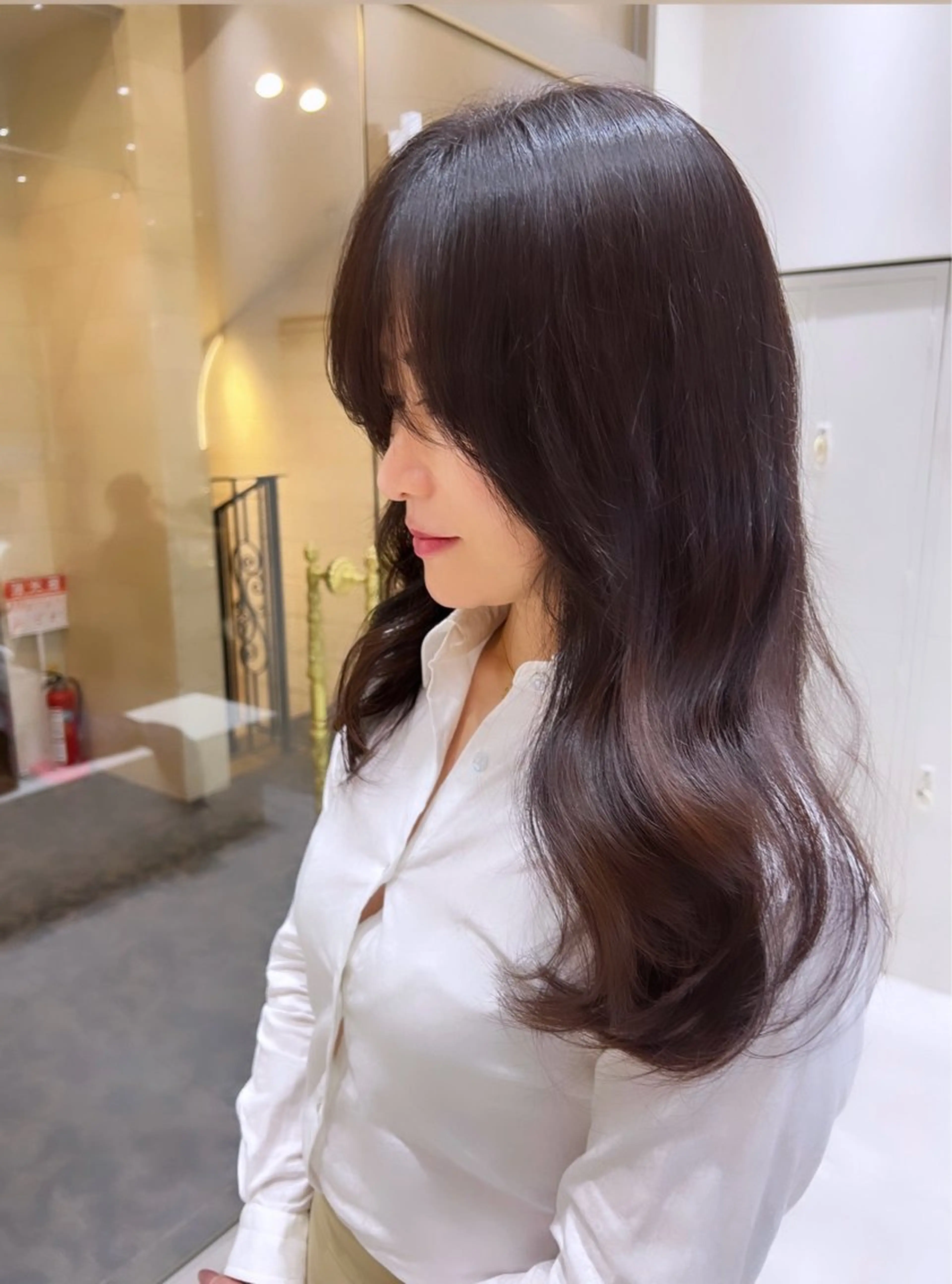 ロング 顔周りカット 韓国風ヘア レイヤーカット Zina河原町店 momokaのヘアスタイル