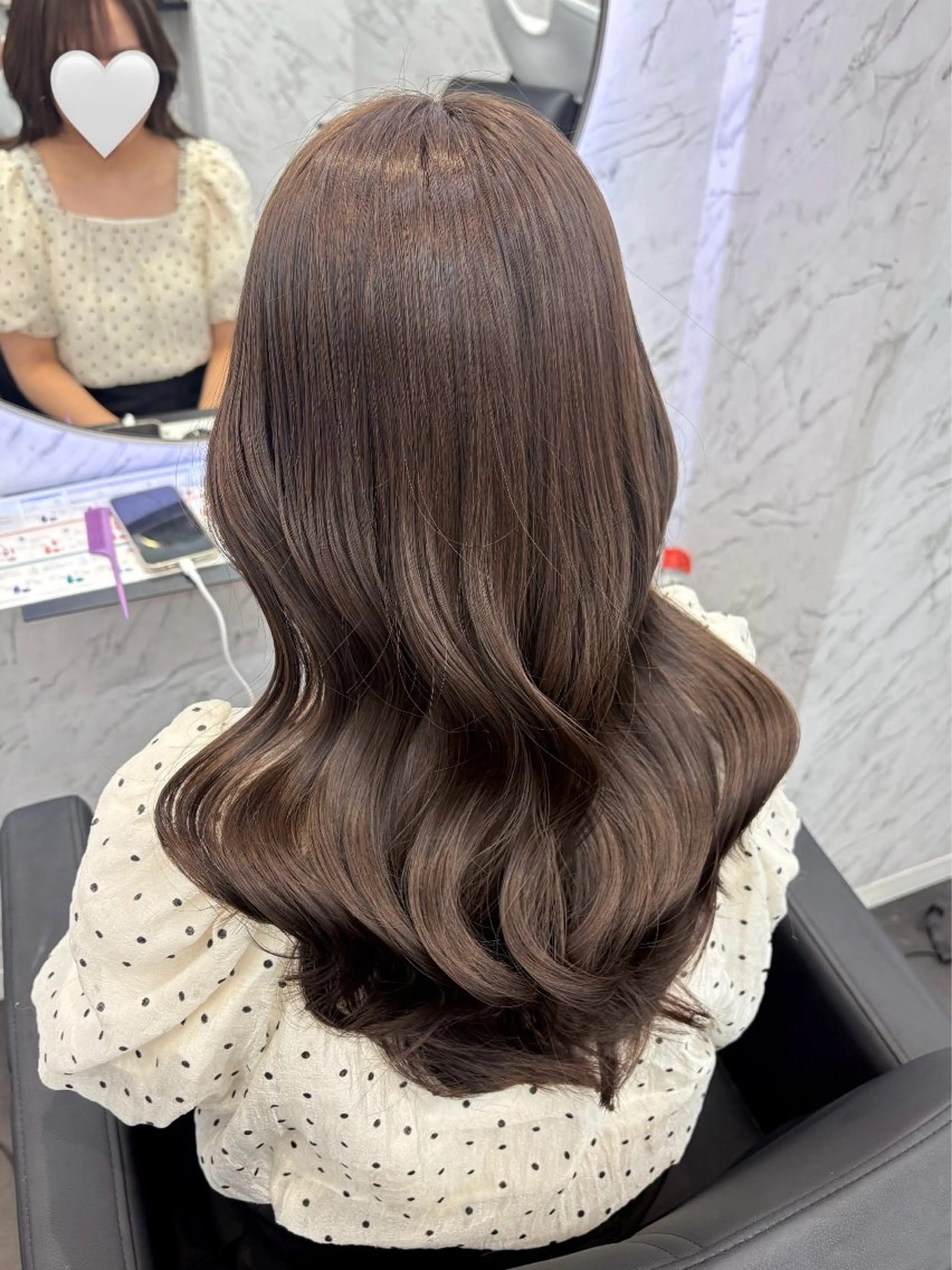 ロング カラー ベージュカラー オリーブベージュ カット ヘアカラー hair salon dot. mooda 韓国風サロン 町田店所属・韓国風ヘア🎀🩶 /♡𝓝𝓸𝓪♡のヘアスタイル