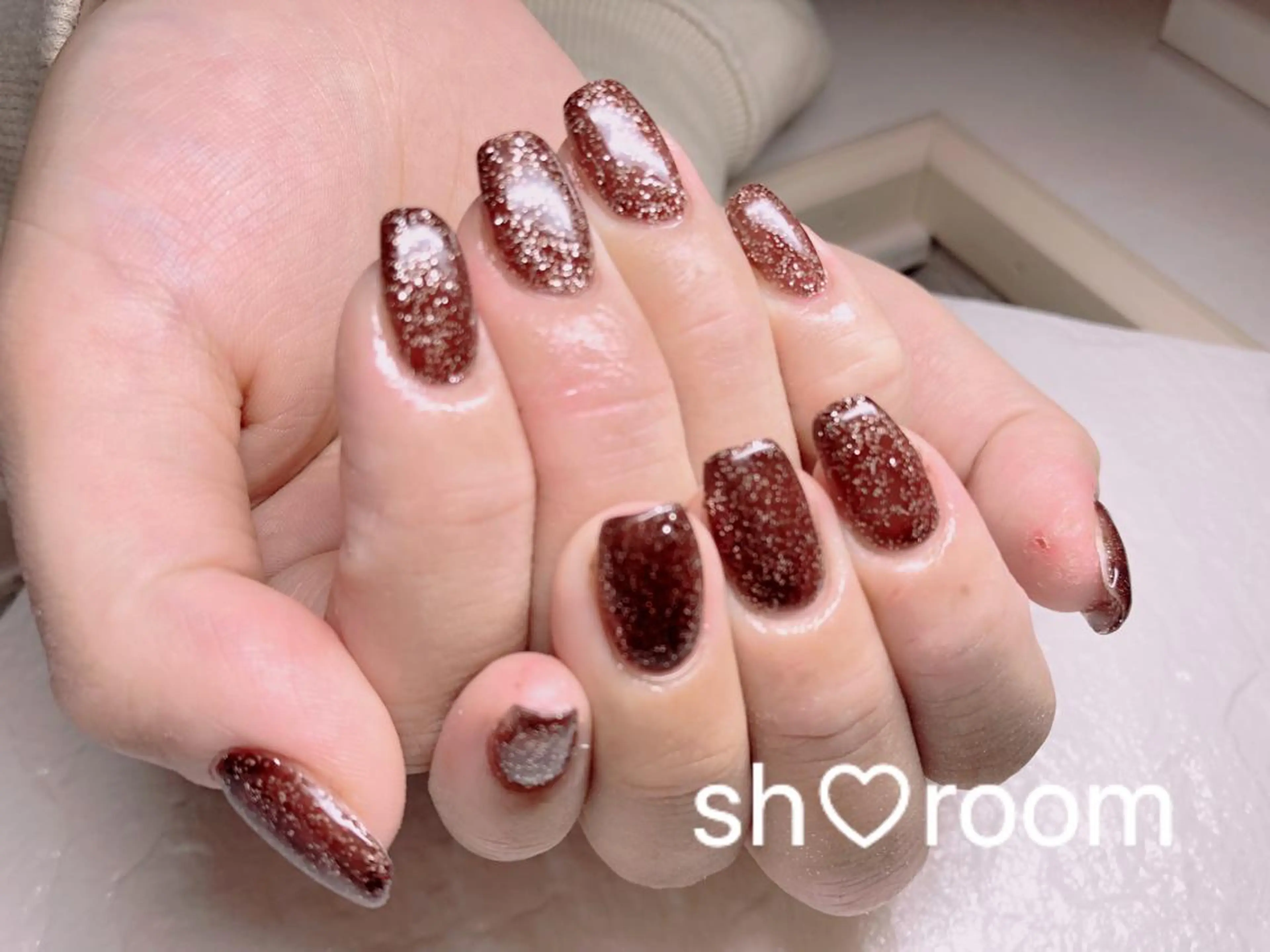 ネイル ブラウン ラメ(グリッター) ワンカラーネイル Nail salon Ruuのネイルデザイン