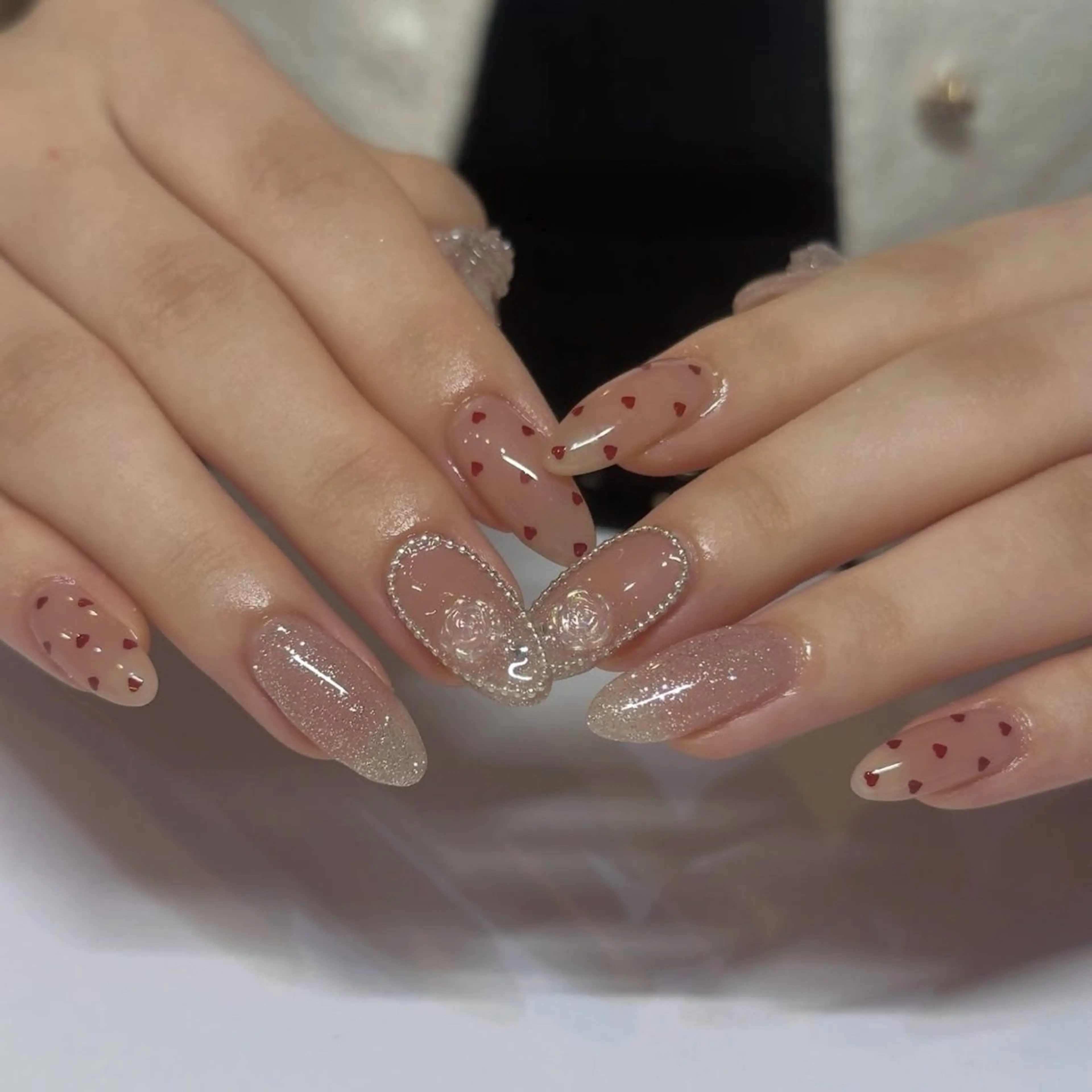 ネイル ドット ハート ハンドネイル Babel yuzukiのネイルデザイン