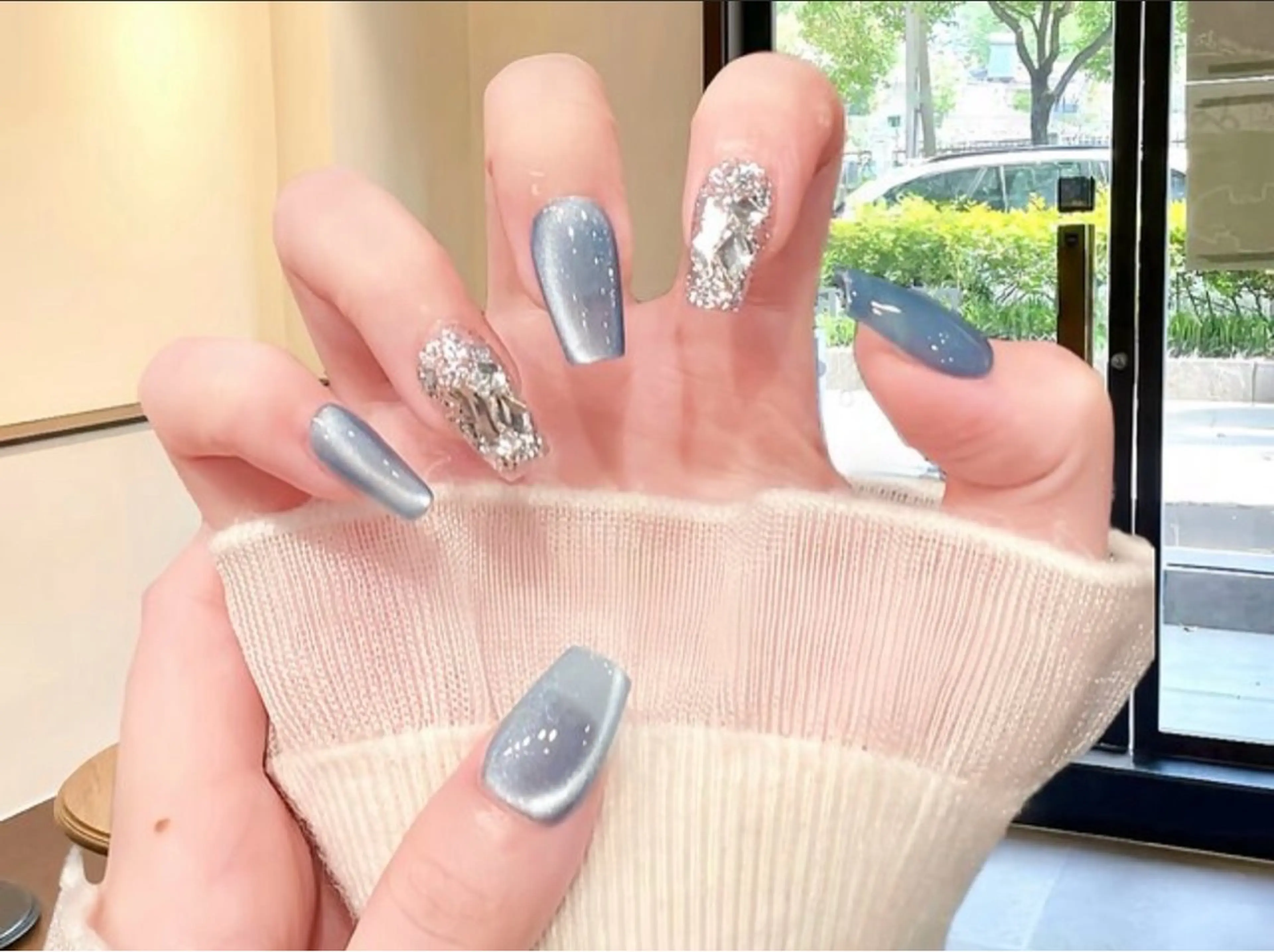 ネイル ハンドネイル H3 Nail Tsuki🦋💙のネイルデザイン