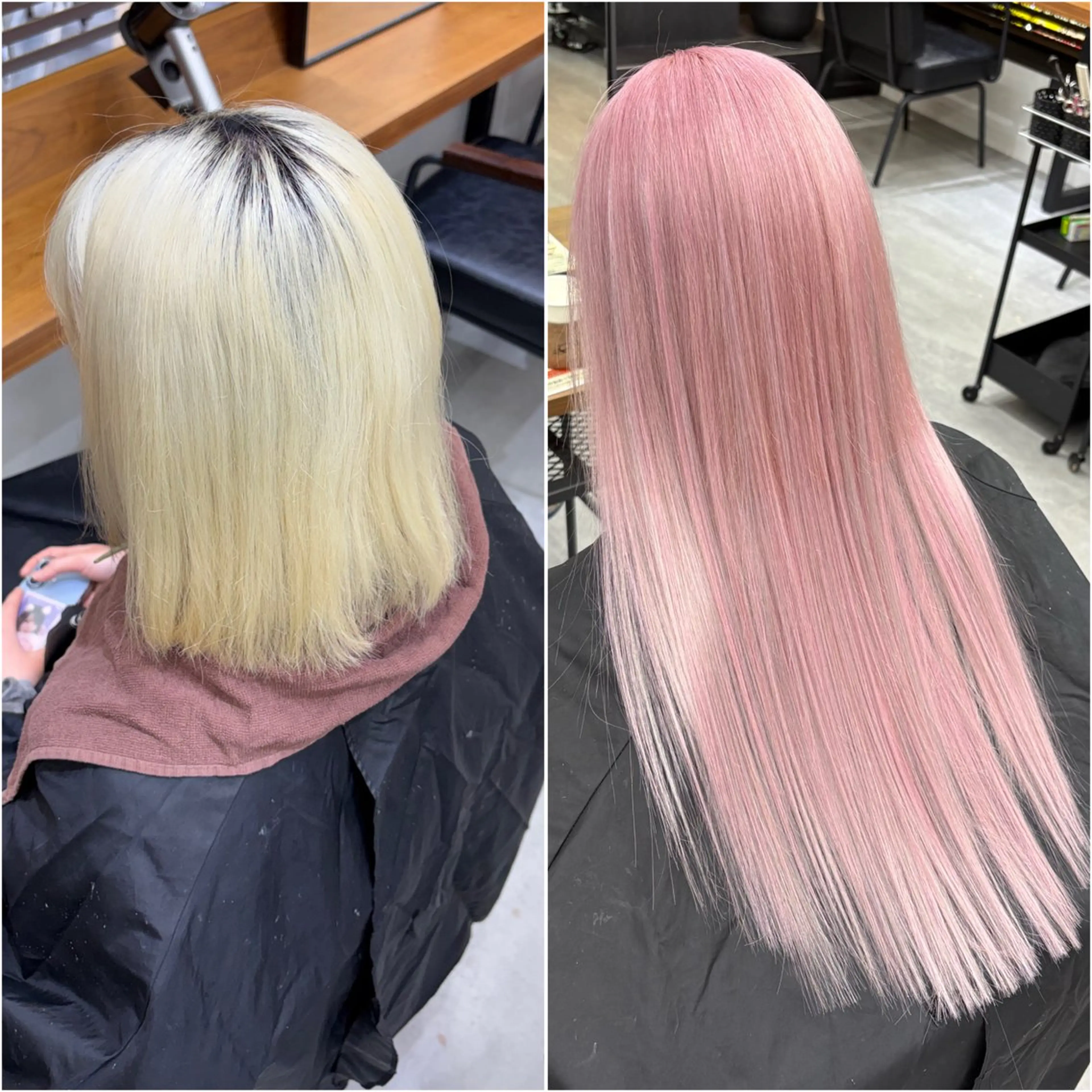 ロング カラー ブリーチ ピンクカラー ホワイトピンク ヘアカラー トリートメント エクステ KEISUKE🐶 カラー✨エクステのヘアスタイル