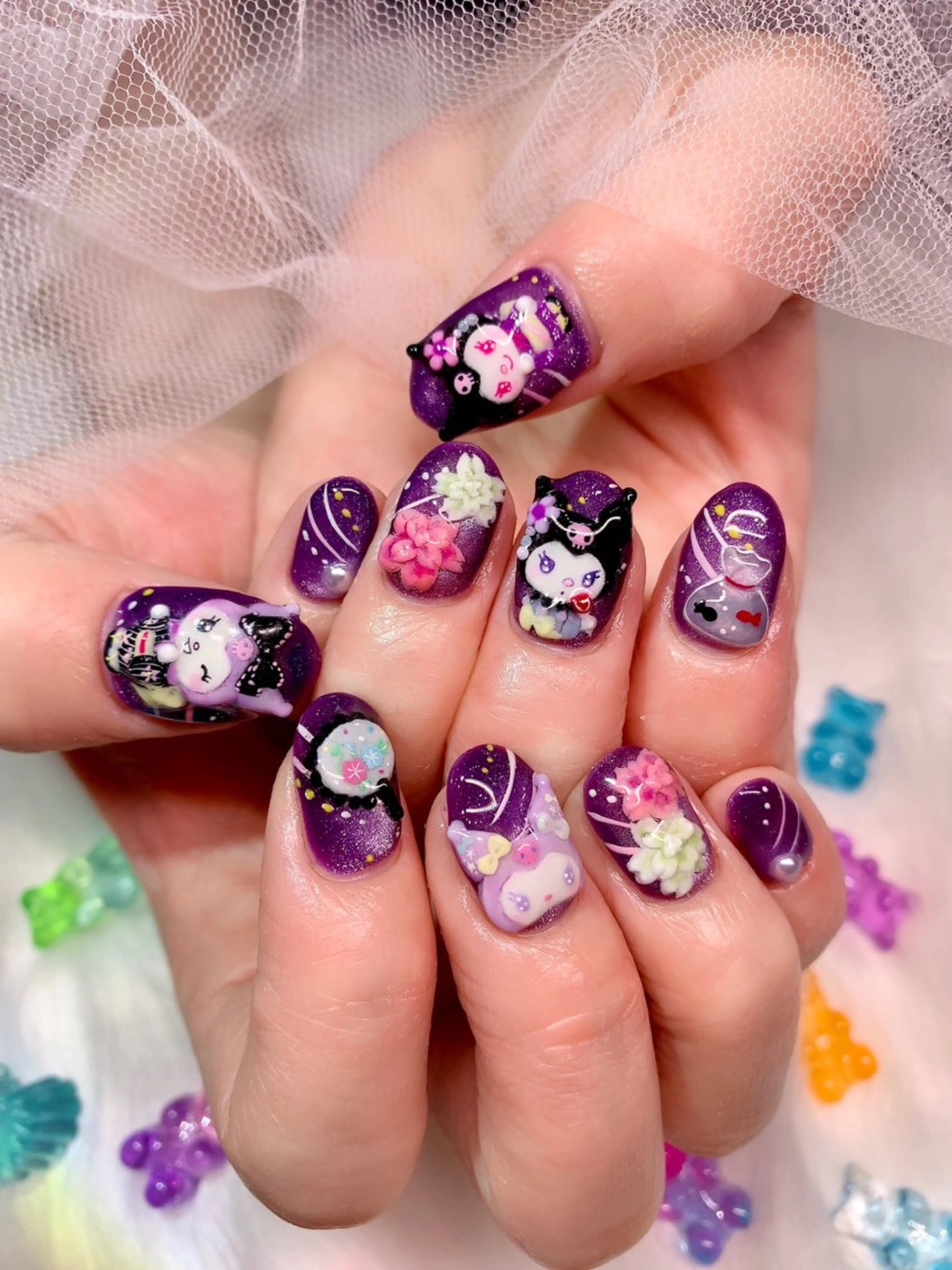 ネイル アートネイル キラキラネイル マグネットネイル 持ち込み ぷっくりネイル 3Dアートネイル💗 都築レナのネイルデザイン