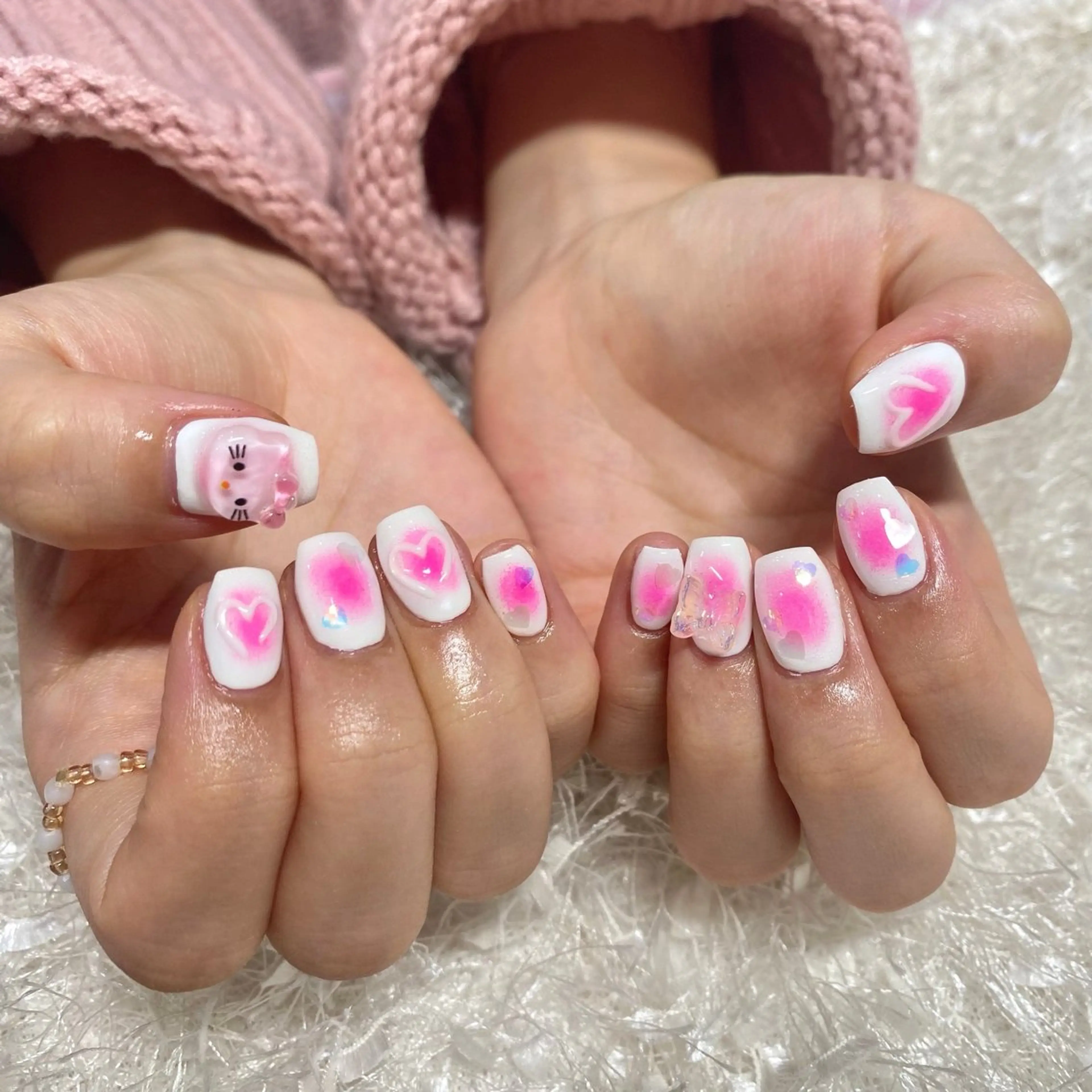 ネイル チークネイル 長さ出し フレンチネイル ジェルネイル グラデーション ハンドネイル Nail&eye Belire 新宿のネイルデザイン