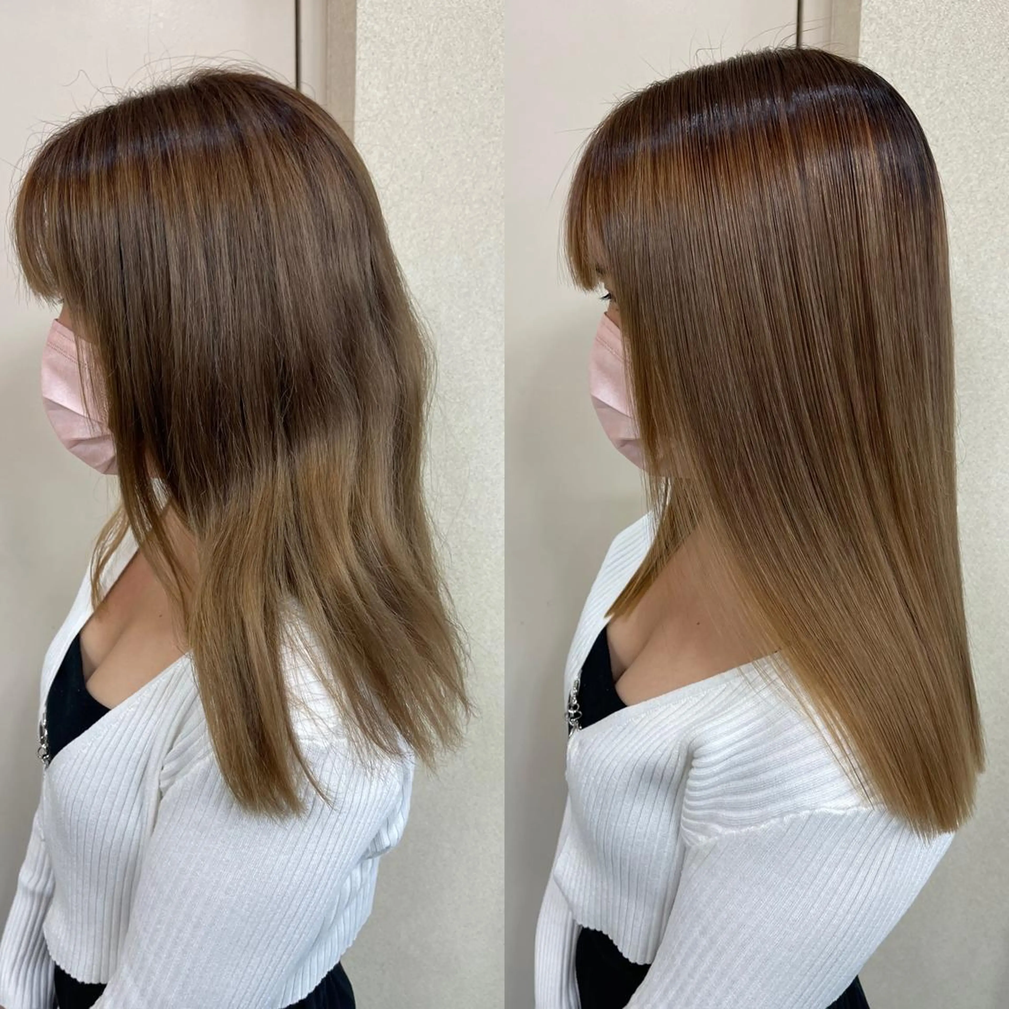 セミロング パーマ ストレートパーマ 縮毛矯正 トリートメント 髪質改善/縮毛矯正 /ブリーチ矯正/岡部のヘアスタイル