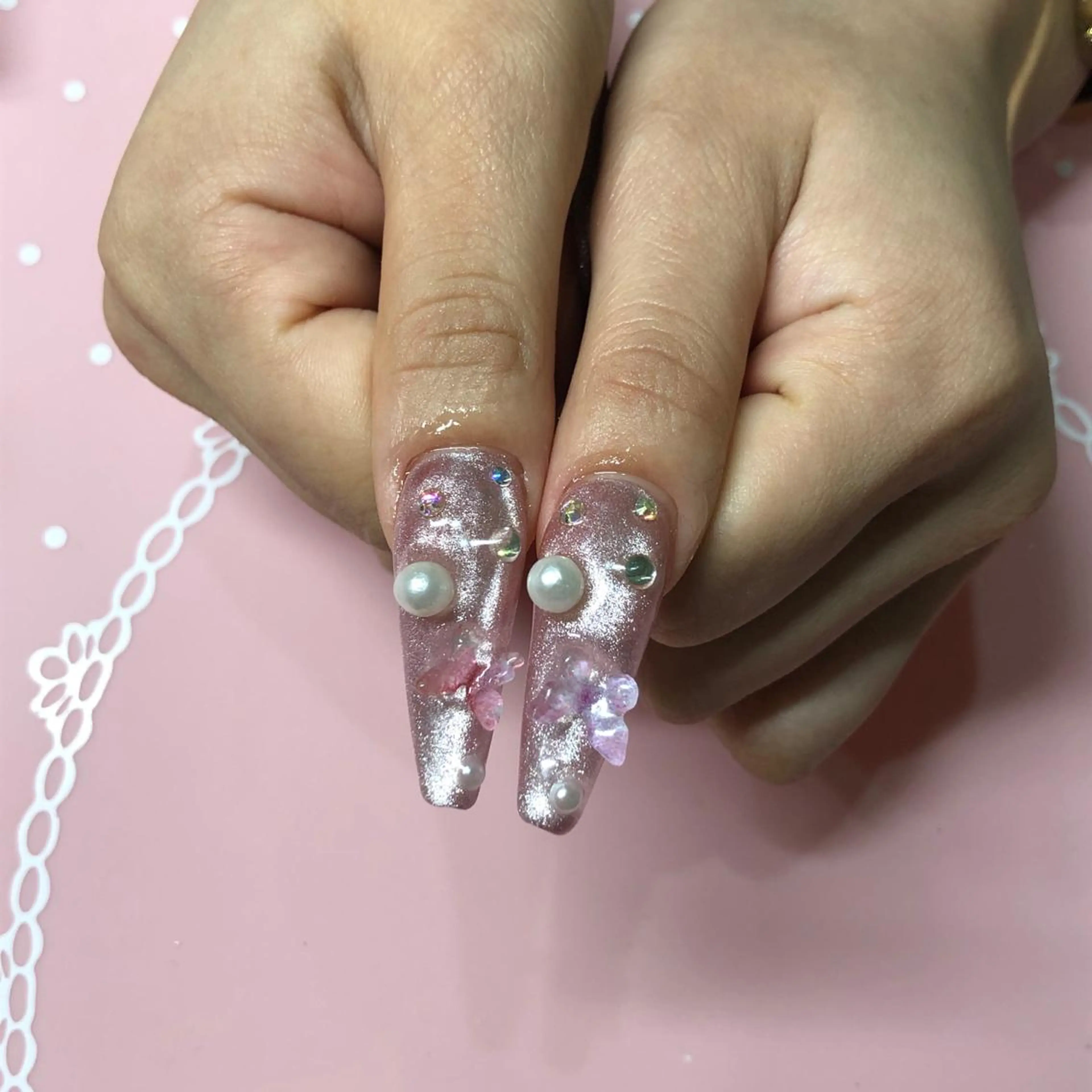 ロング ネイル マグネットネイル ハンドネイル 《LB》ラブリエ Nail&eyeのマツエク・マツパデザイン