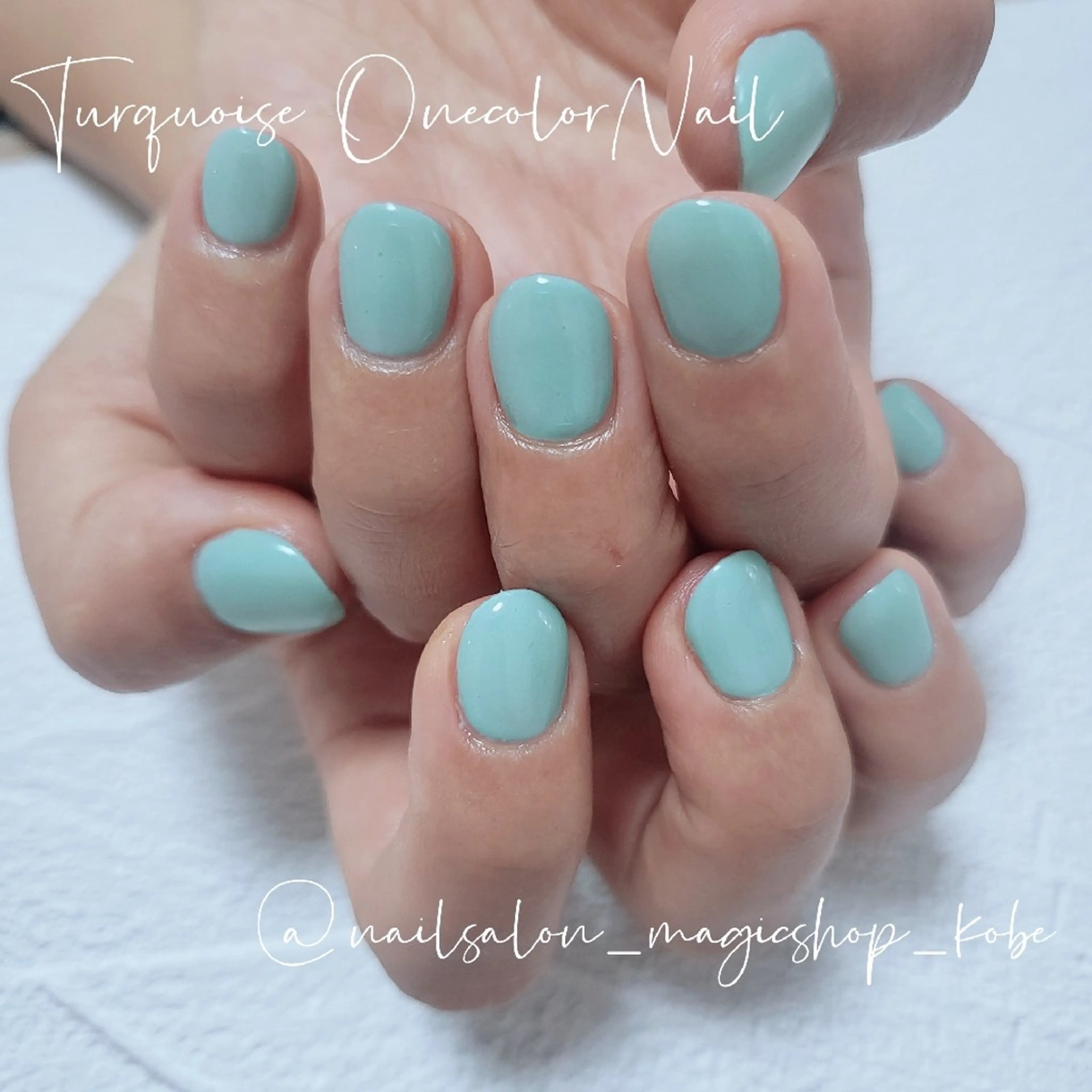ネイル ブルー ジェルネイル グリーン ワンカラーネイル ソフトジェル ハンドネイル Nailsalon MagicShopのネイルデザイン