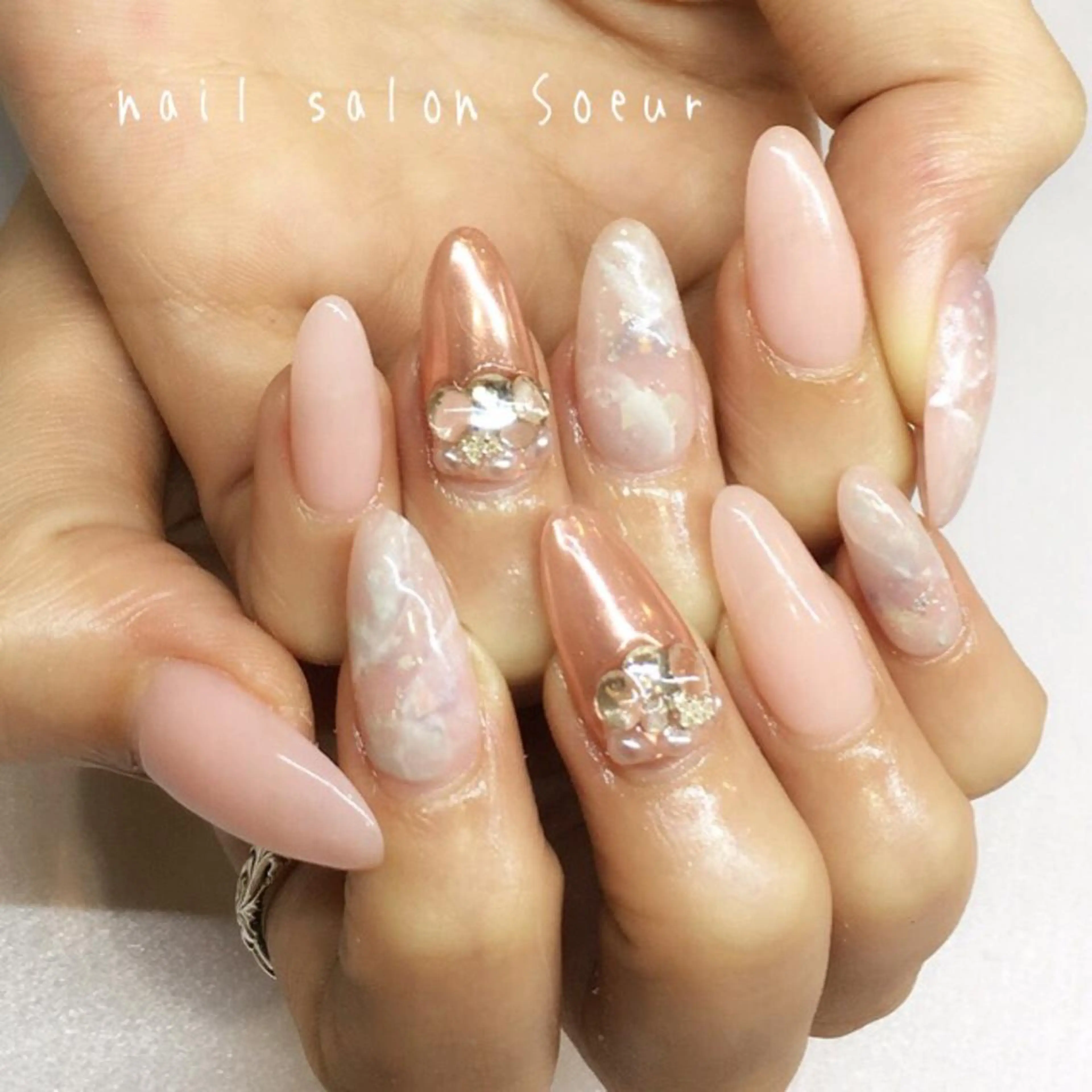 ネイル 大理石ネイル(マーブル) 持ち込み スカルプネイル ハンドネイル nail salon Soeurのネイルデザイン