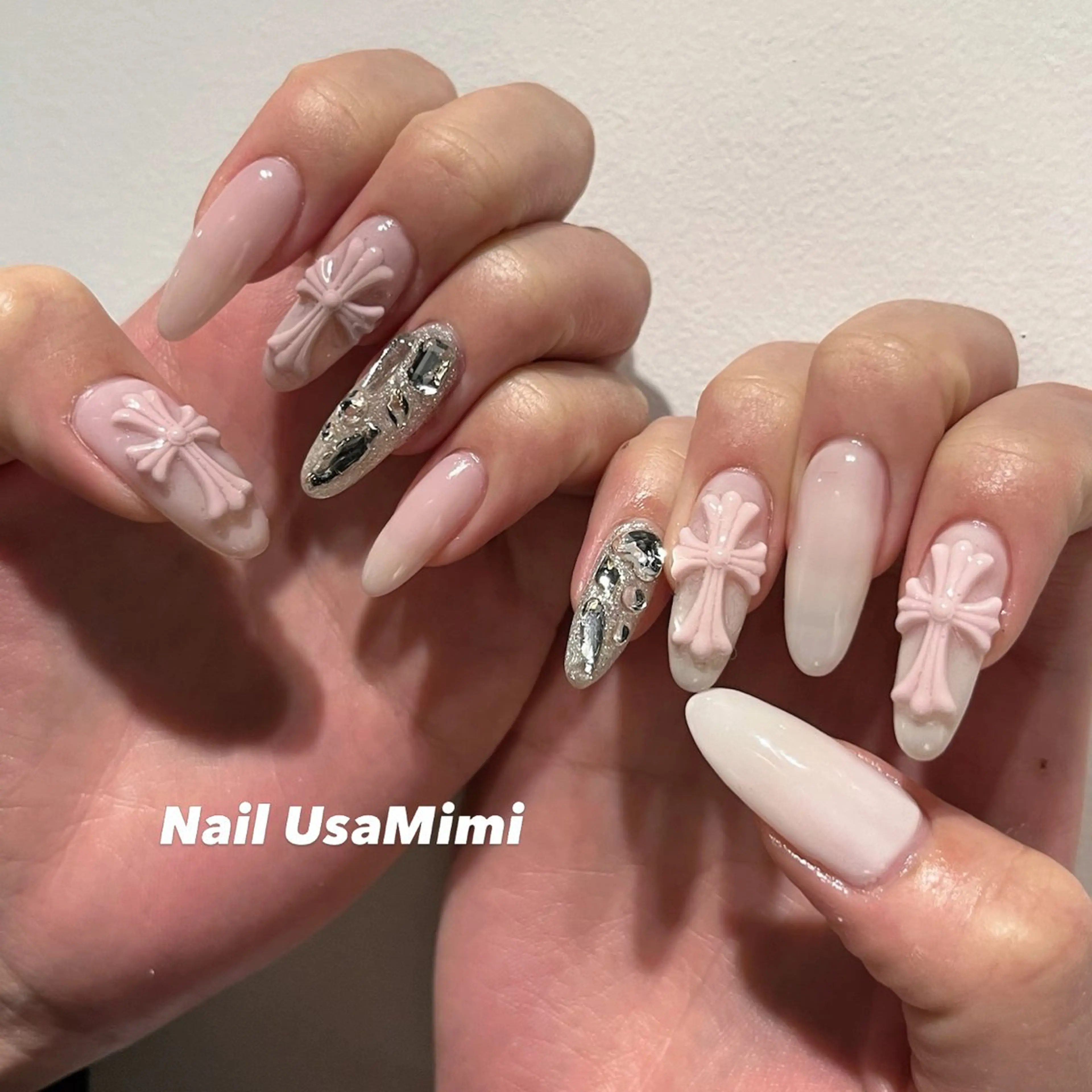 ネイル アートネイル ジェルネイル キラキラネイル オフィスネイル 春ネイル ハンドネイル Nail Usa Mimi ASAKOのネイルデザイン