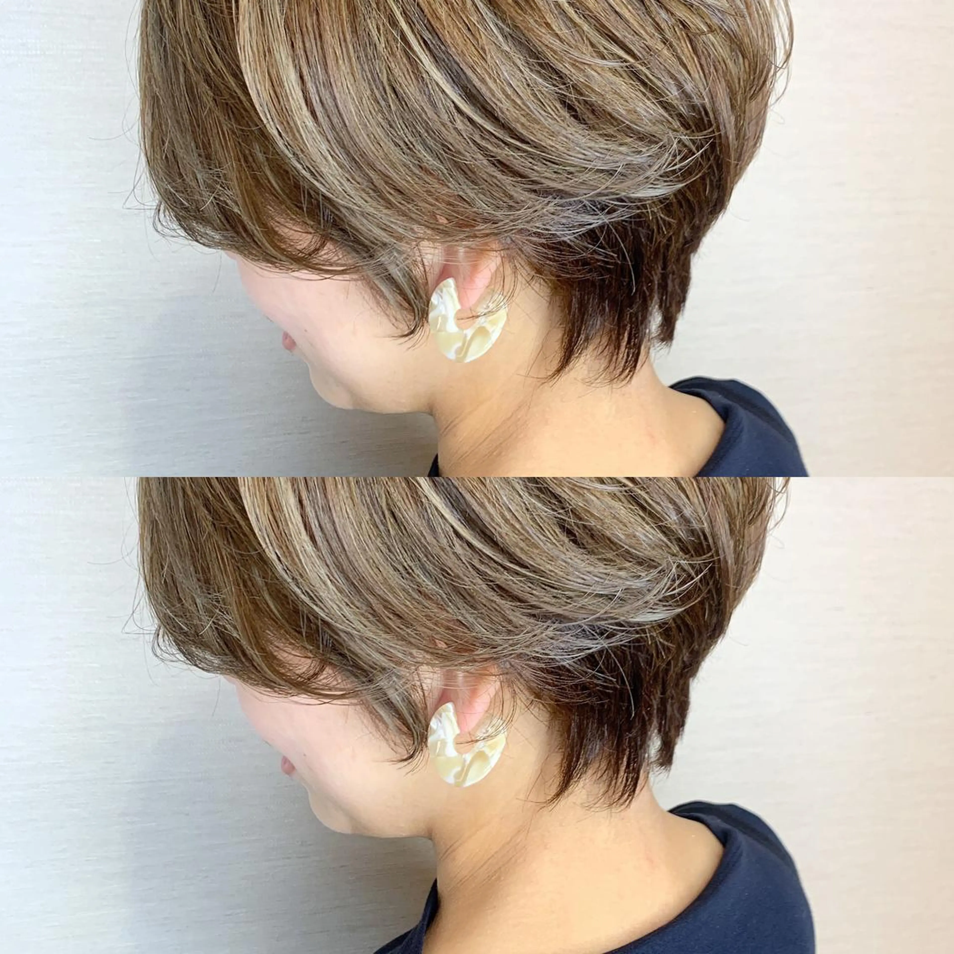 ショート カラー ハンサムショート ハイライトカラー ハイライト ショートヘア 韓国レイヤーカット/ ダブルカラーのヘアスタイル