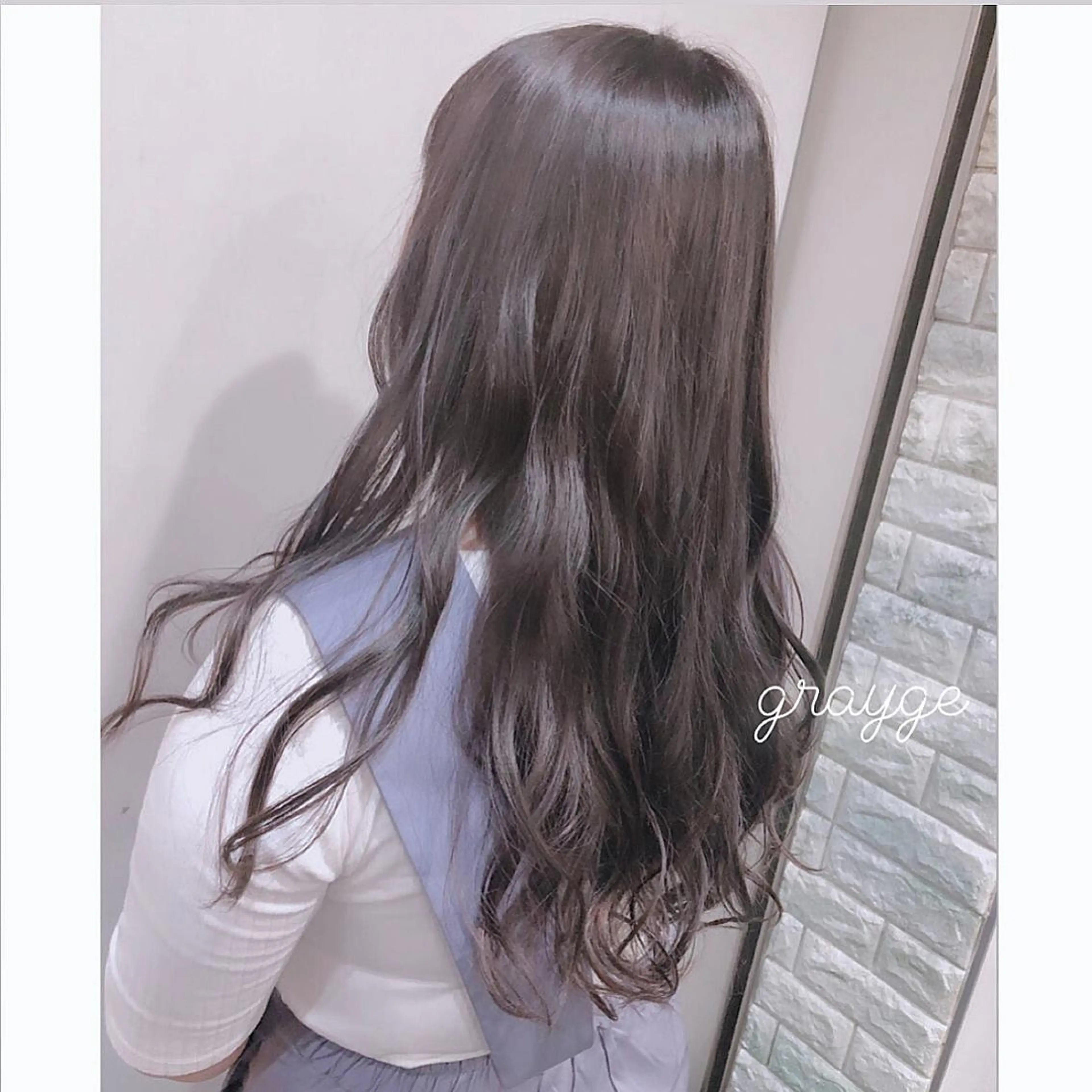 ロング カラー ブリーチ グレージュ 韓国ヘア ♡tomimaのヘアスタイル