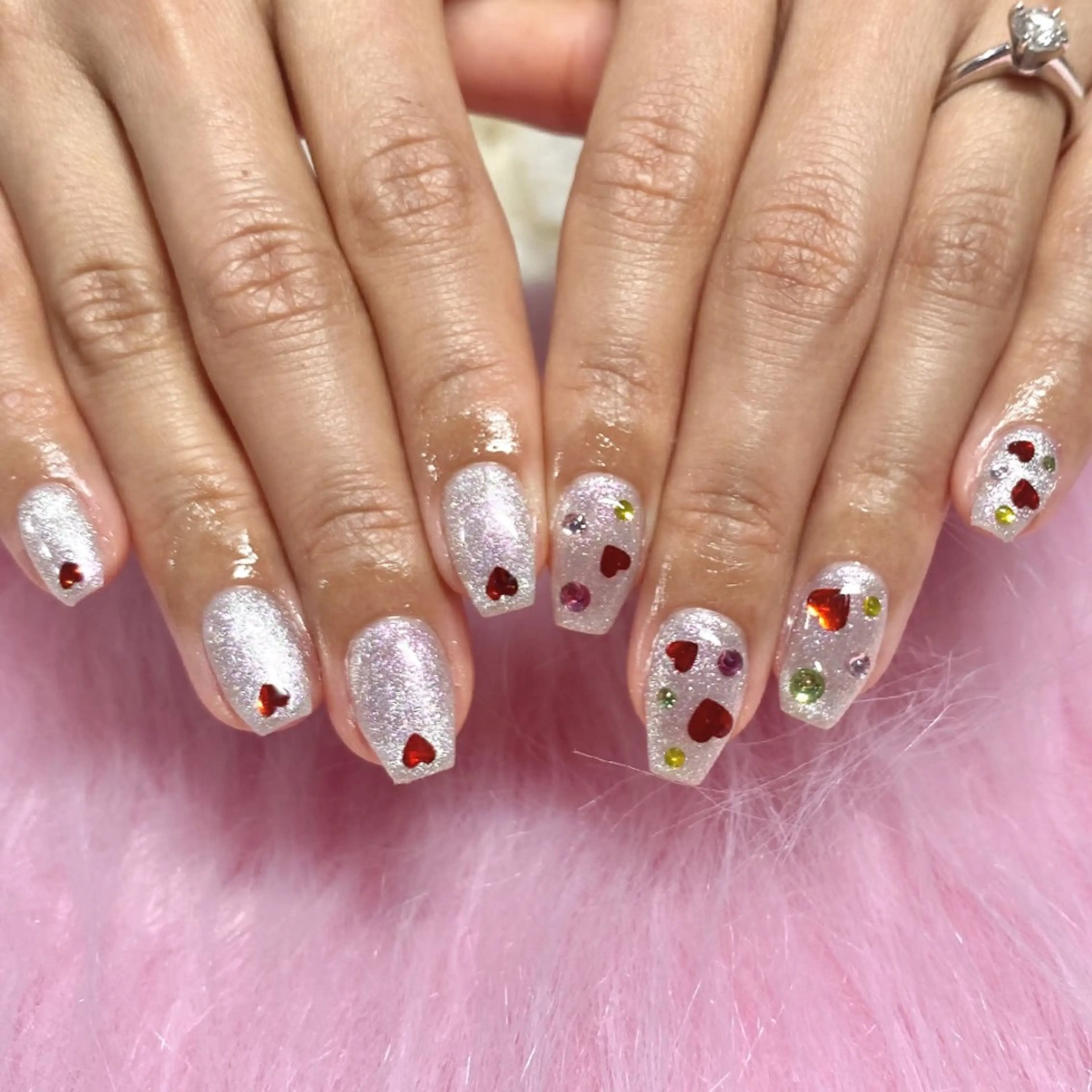 ネイル 長さ出し 韓国ネイル マグネットネイル ピンク バレンタイン BelireMaa Nail&eyeのネイルデザイン