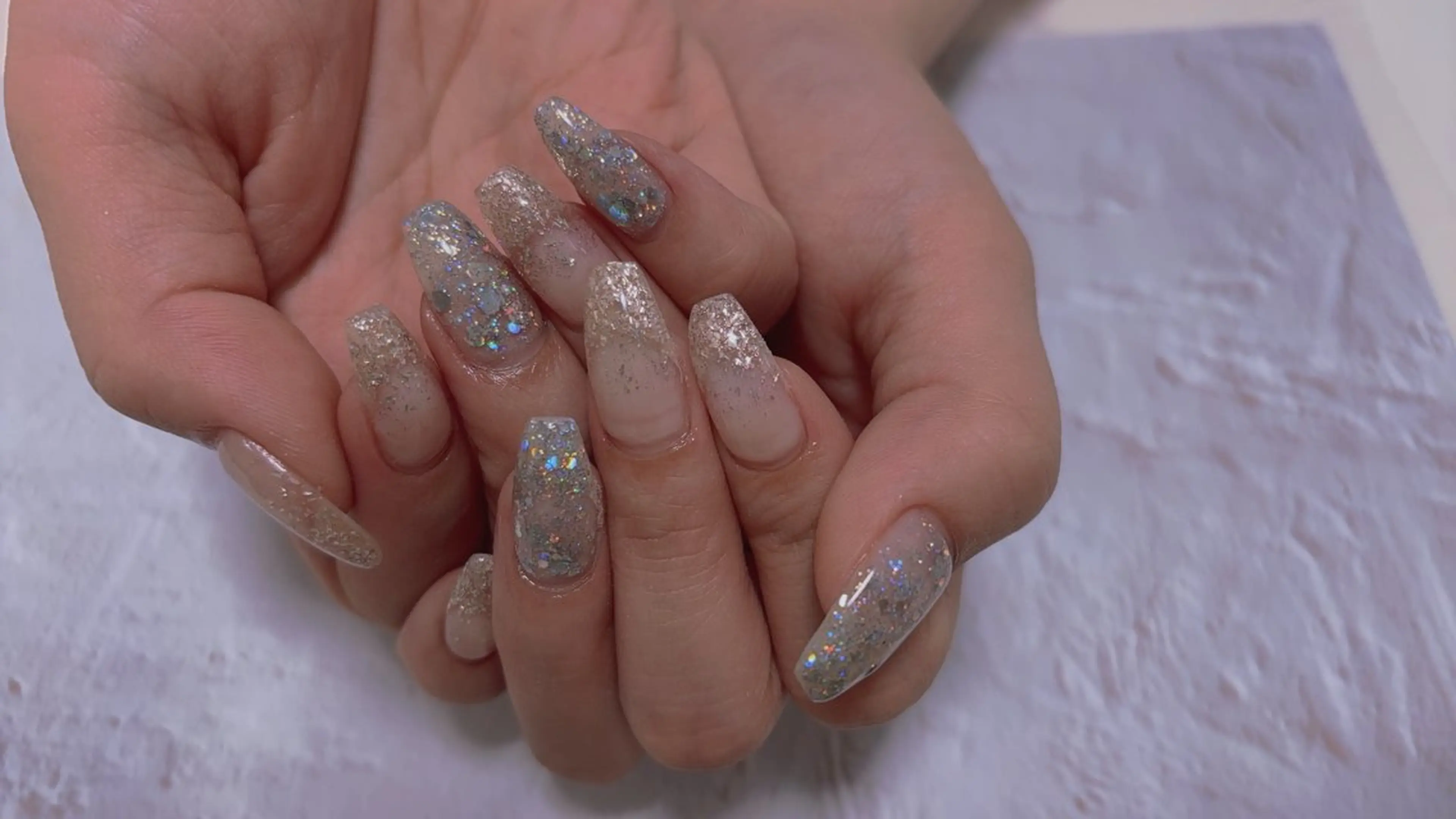 ネイル グラデーション ラメ(グリッター) ラメグラデーション ワンカラーネイル ハンドネイル coco nailのネイルデザイン