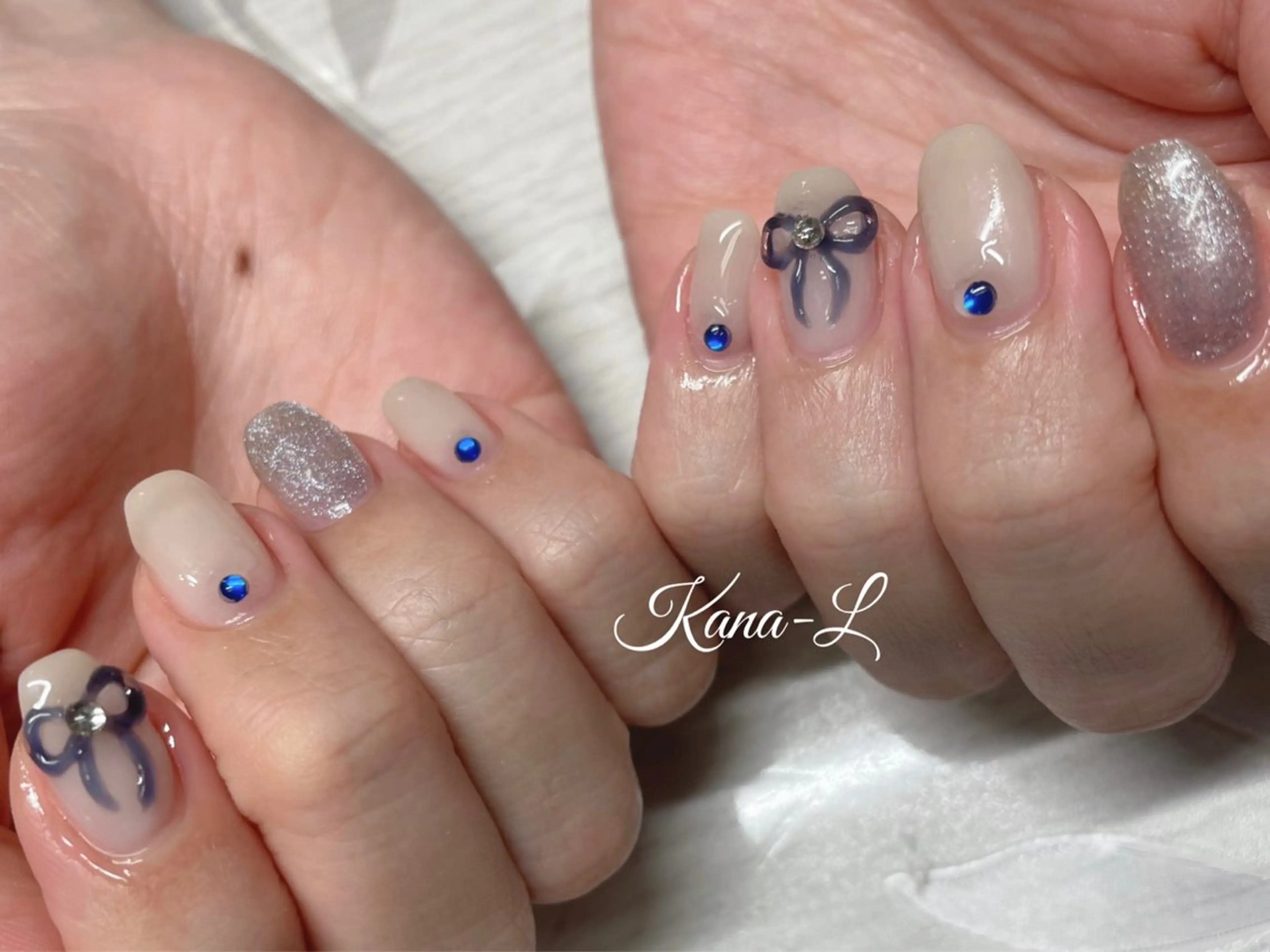 ネイル ジェルネイル パラジェル ぷっくりネイル リボン 芦辺 香奈のネイルデザイン