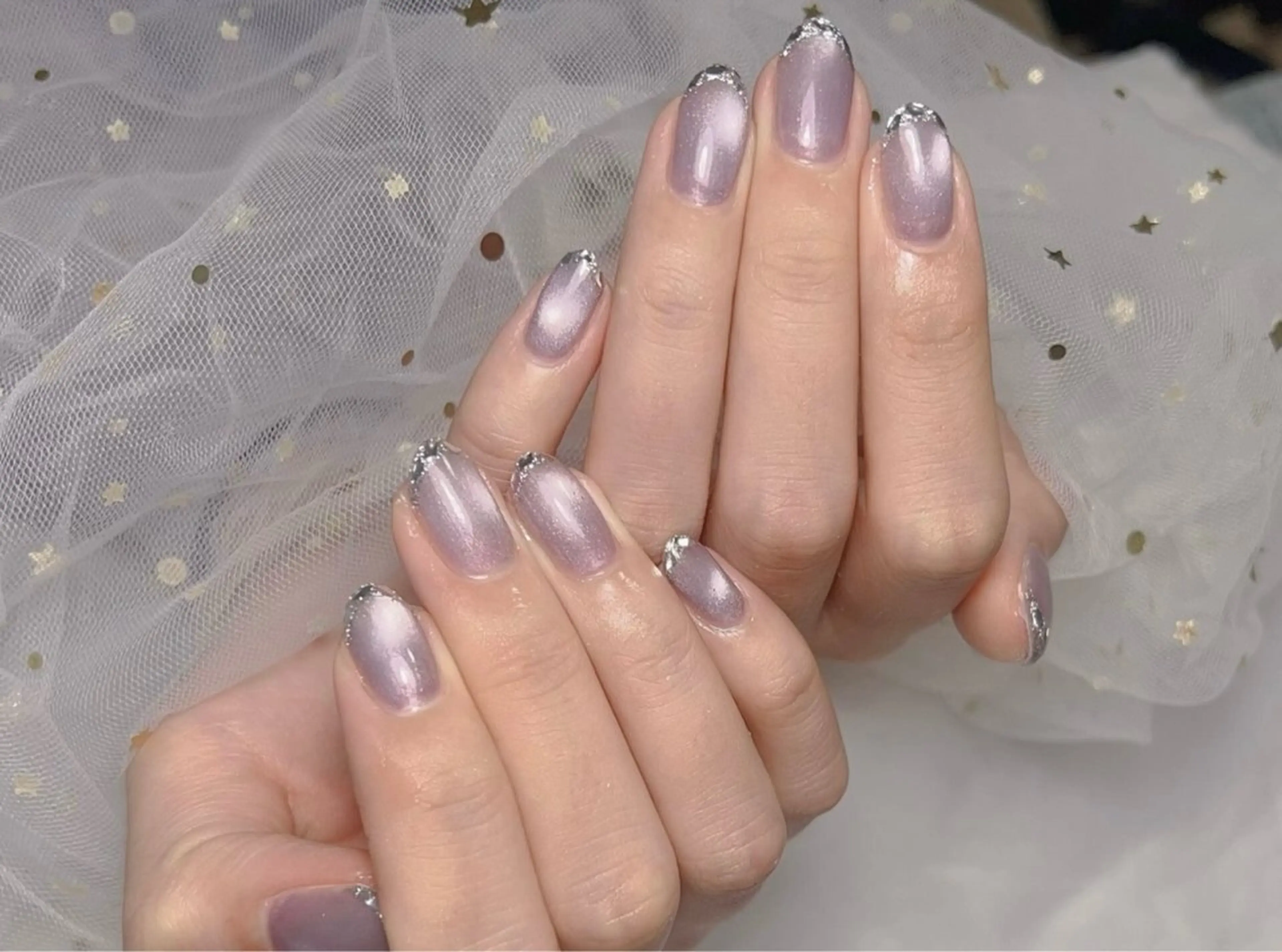 ネイル アートネイル ジェルネイル ガーリー 氷ネイル・うるうるネイル キラキラネイル 清水 ユナのネイルデザイン