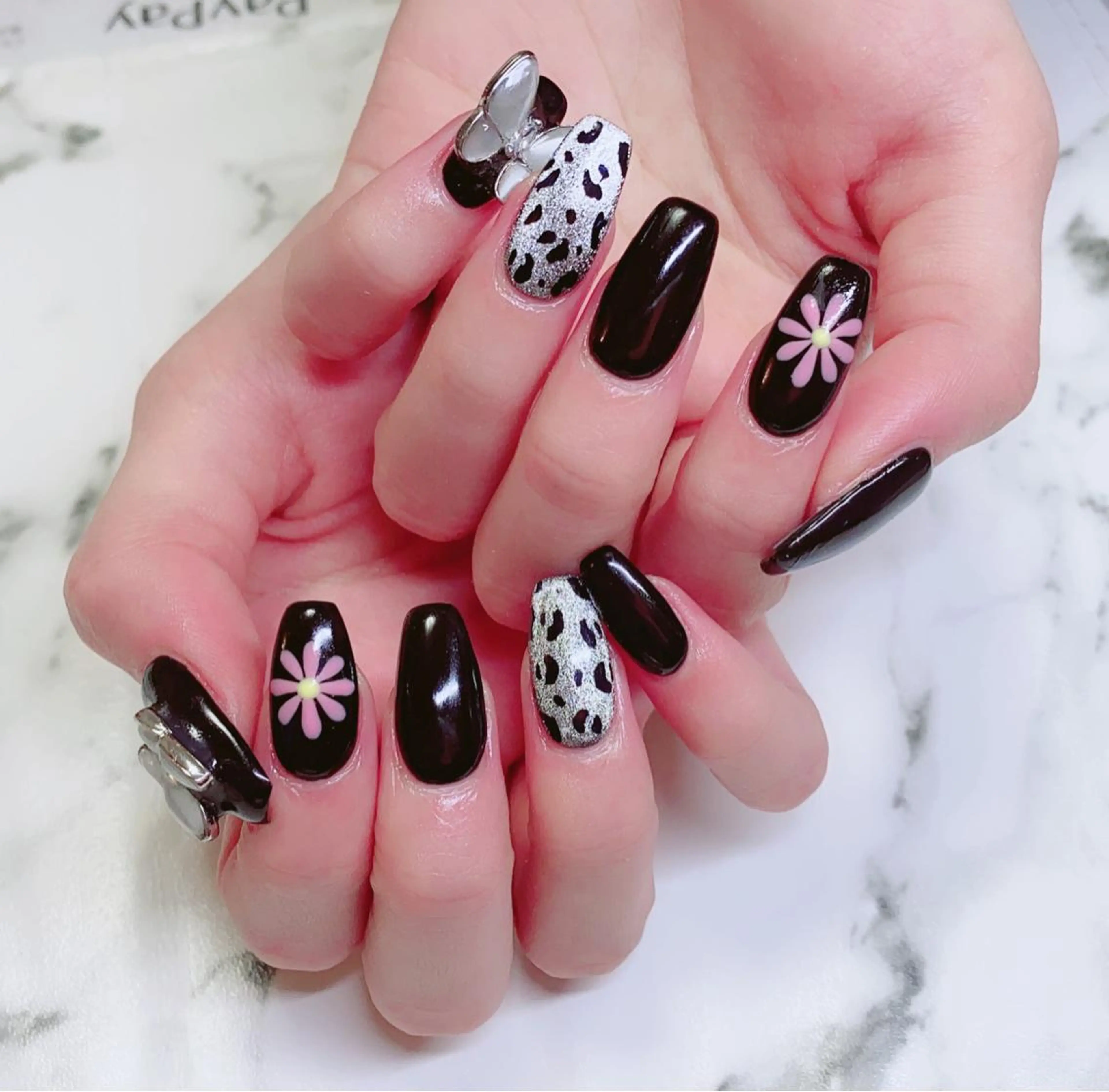 ロング カラー ネイル アートネイル 長さ出し マグネットネイル Q Free nailsのネイルデザイン