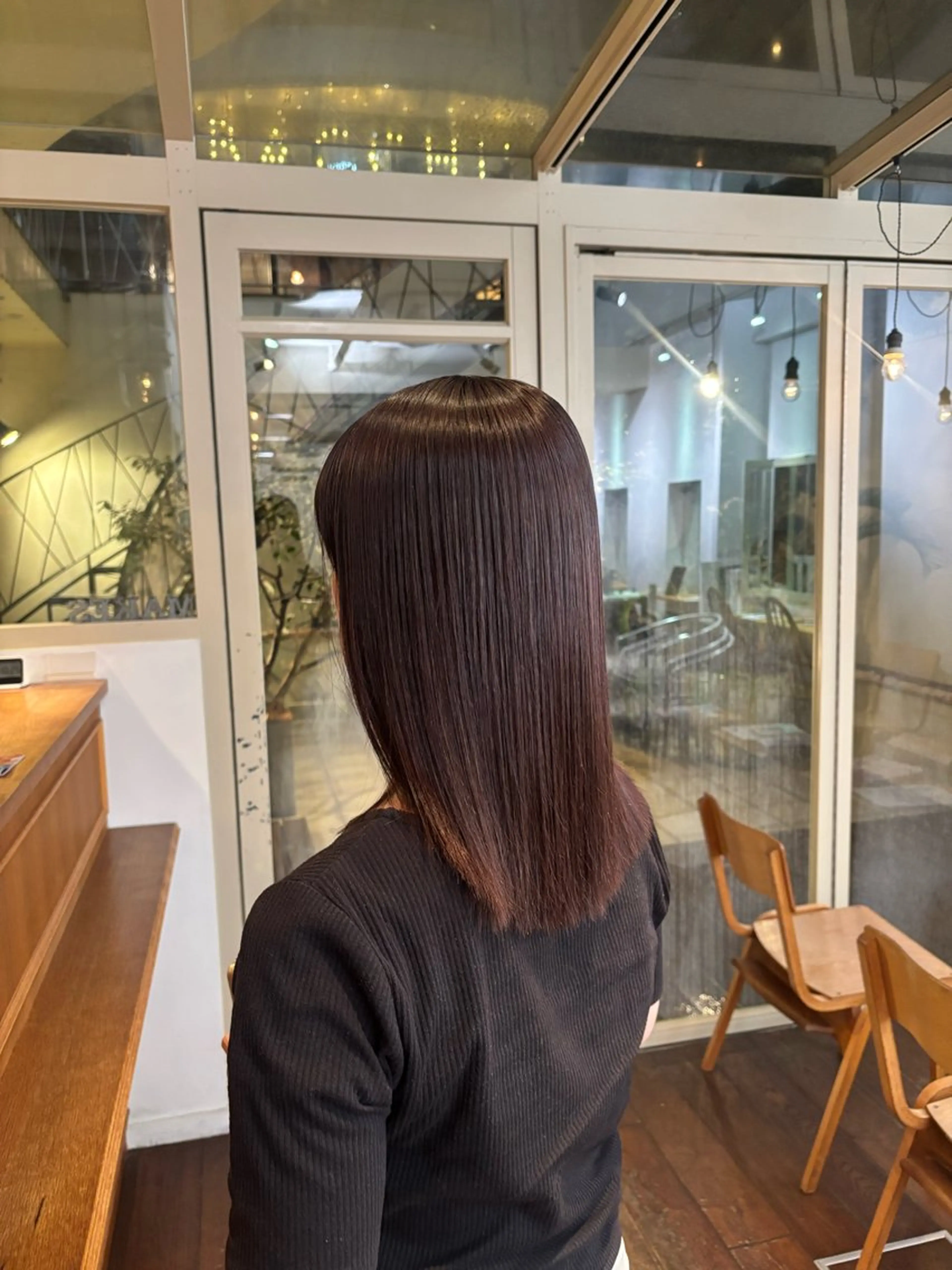 セミロング パーマ 縮毛矯正 くいた あやなのヘアスタイル