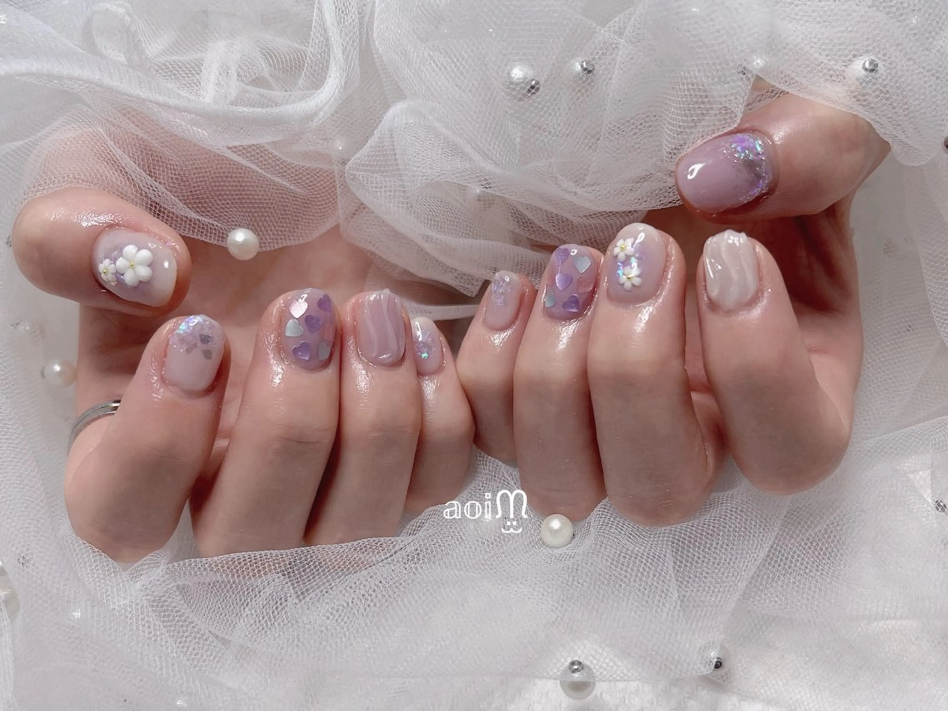 ネイル シンプルネイル 葵うさぎ AIのネイルデザイン